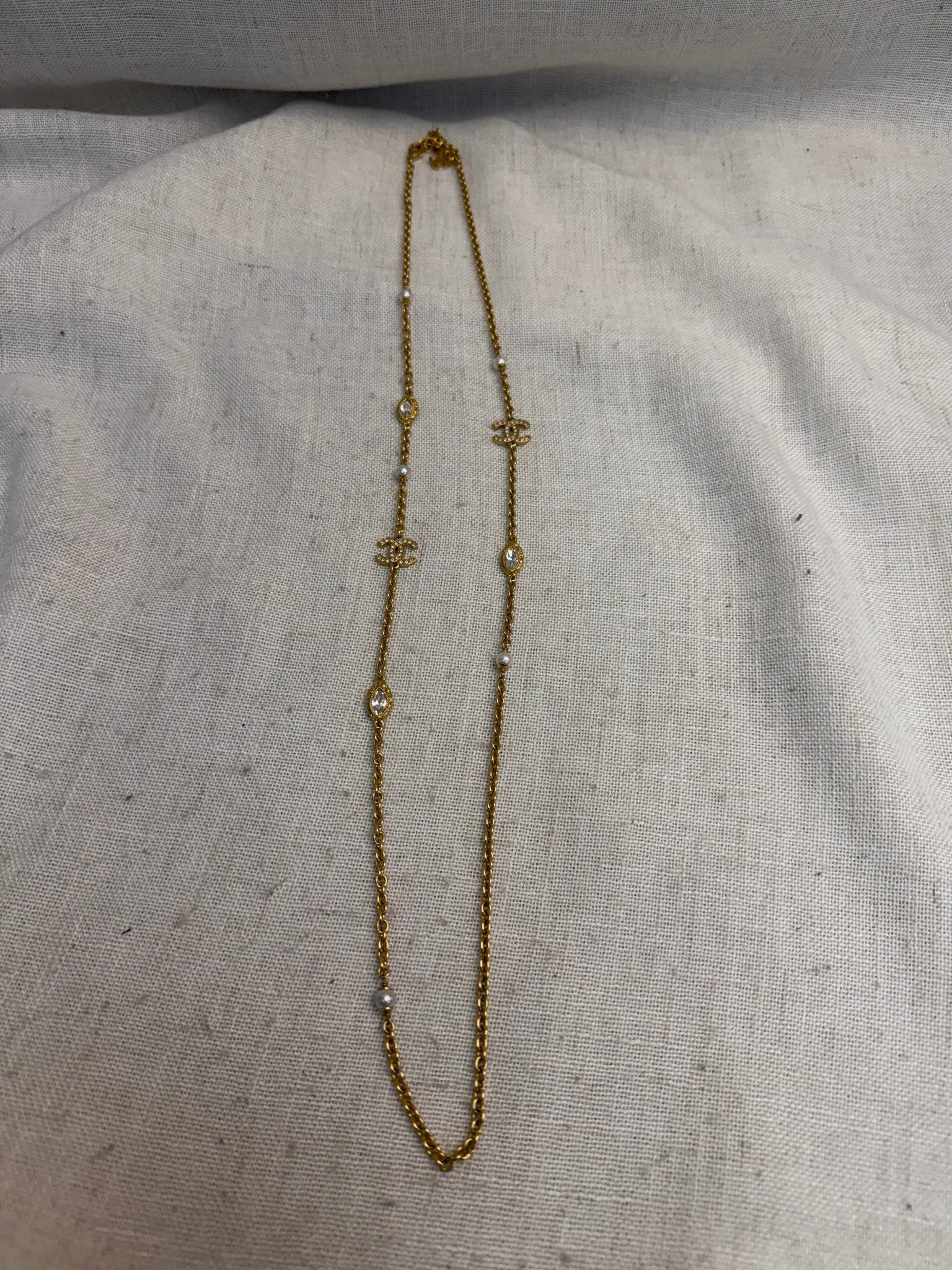Chanel Gold Tone Sautoir Long Necklace