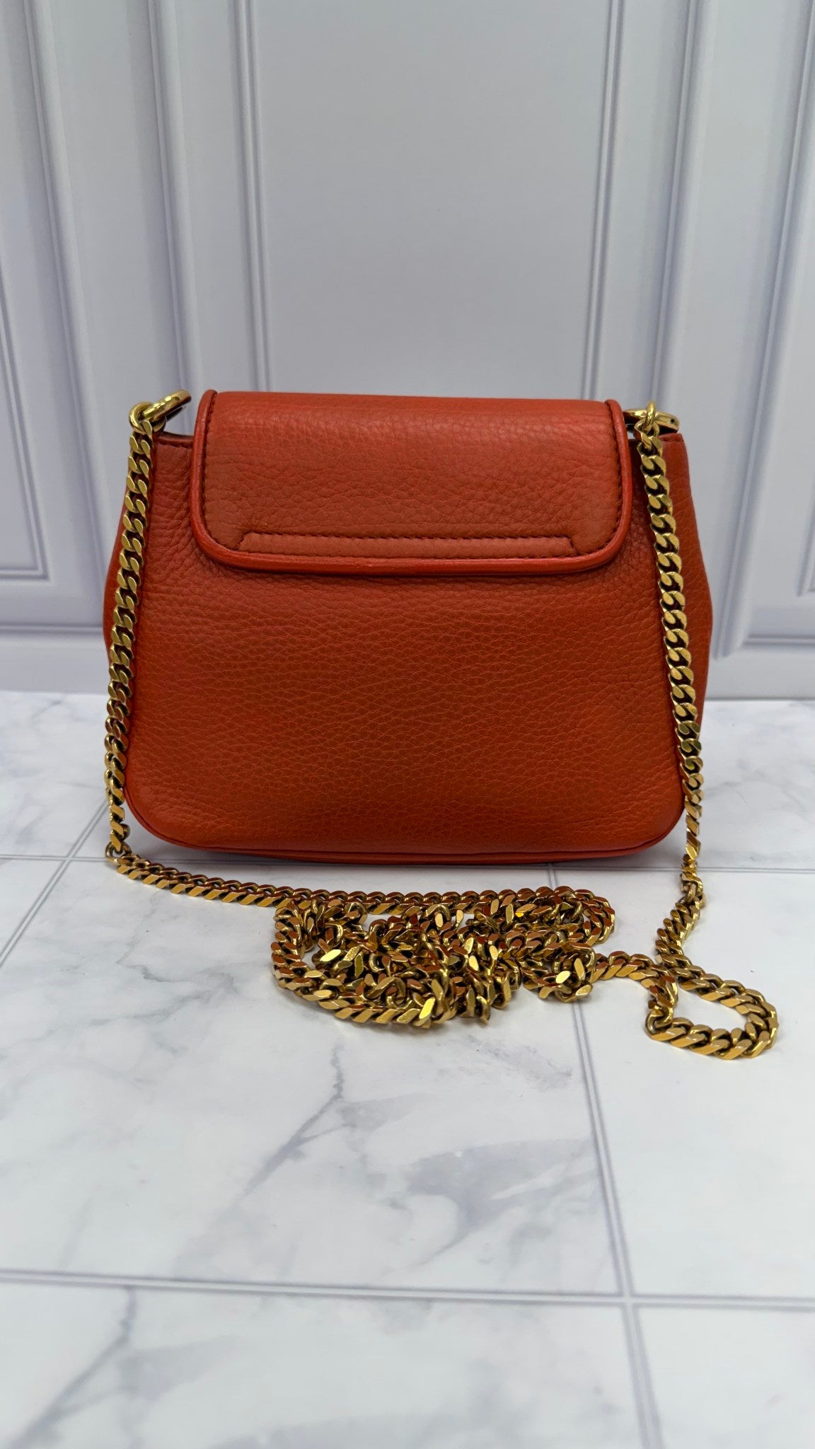 Gucci Orange Leather 1973 GG Chain Crossbody