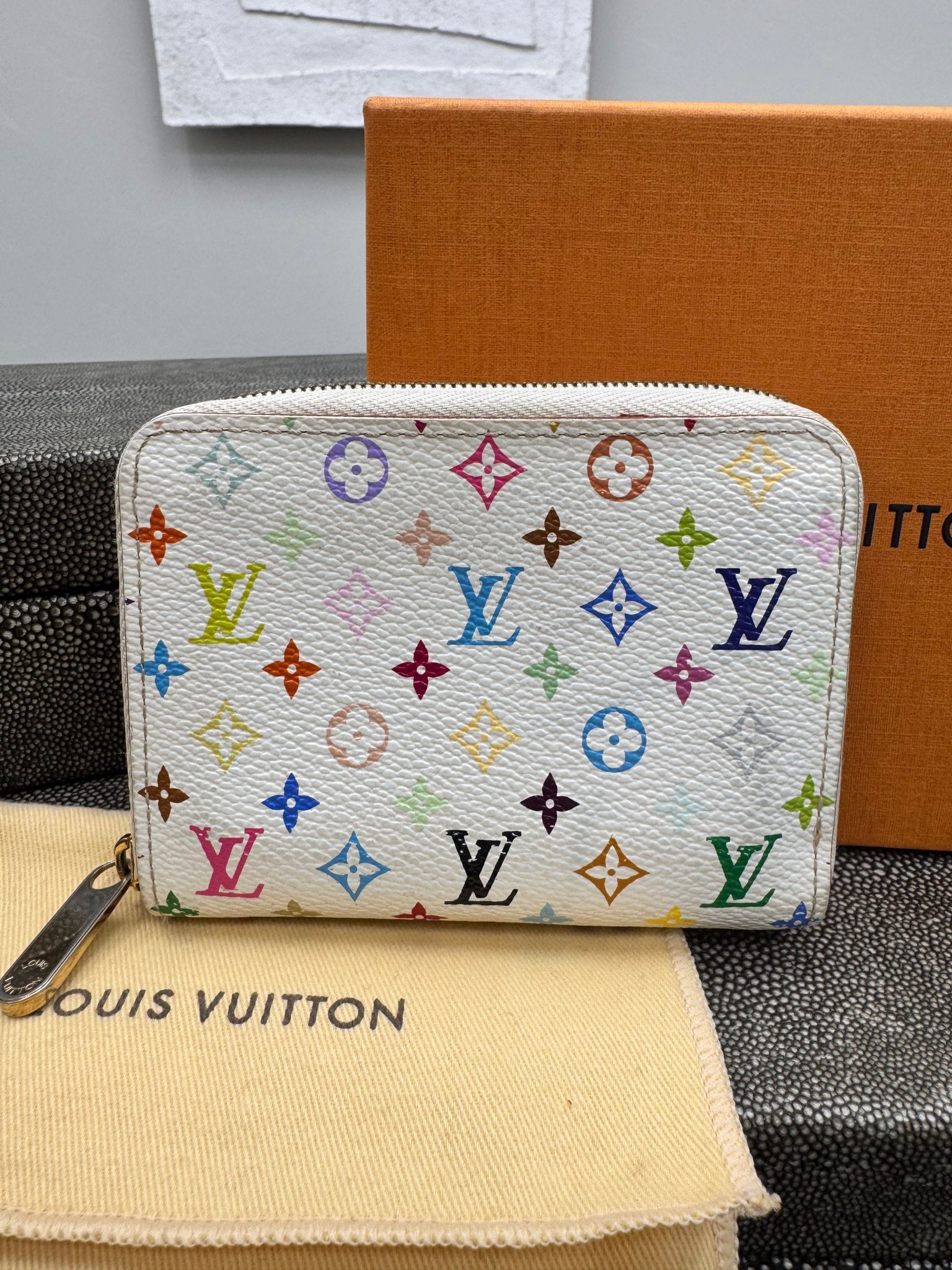 Louis Vuitton White Multicolor Monogram Murakami Compact Zippy Wallet