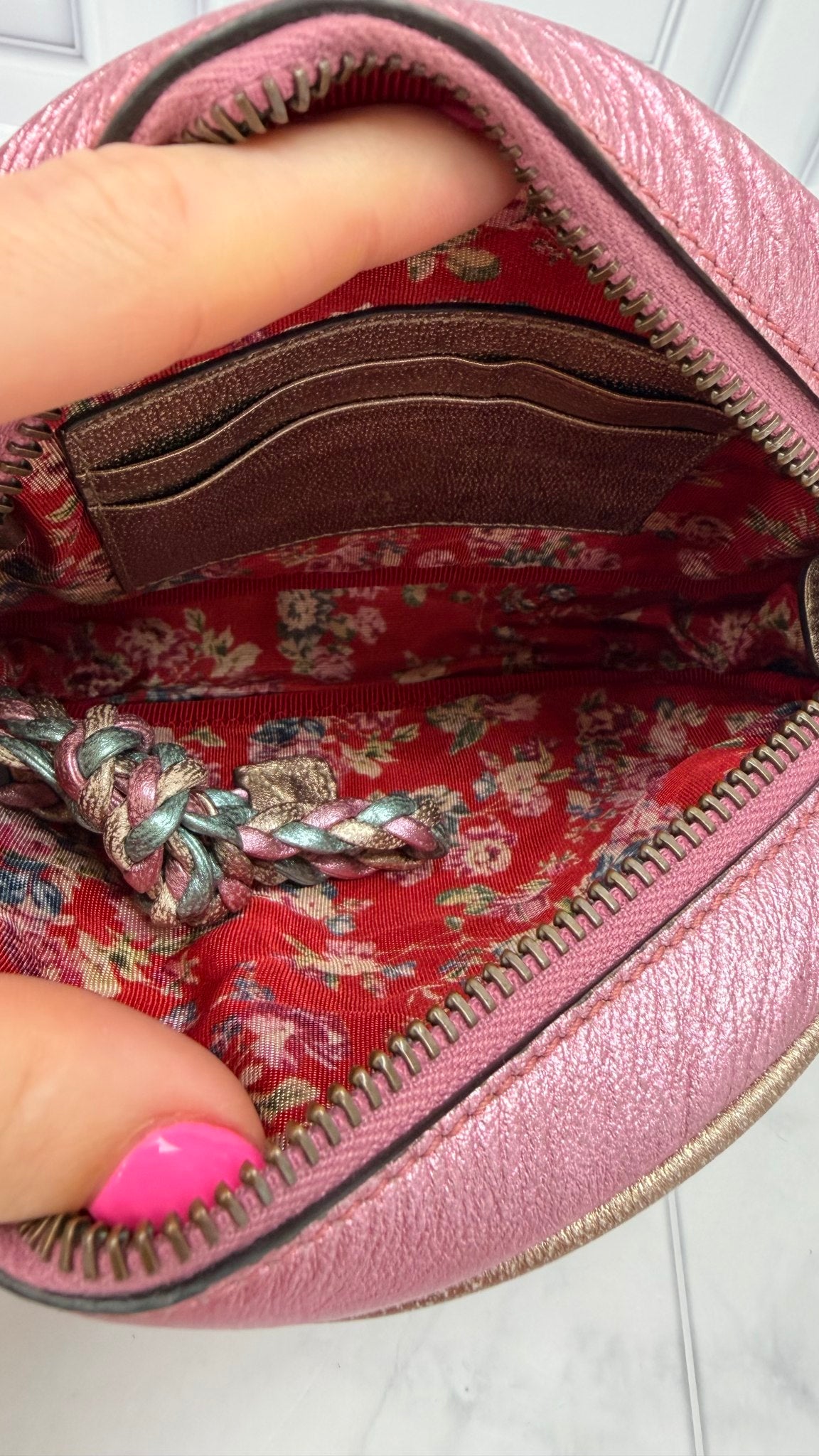 Gucci Teal & Pink Quilted Metallic Leather Mini Zumi Dome Crossbody