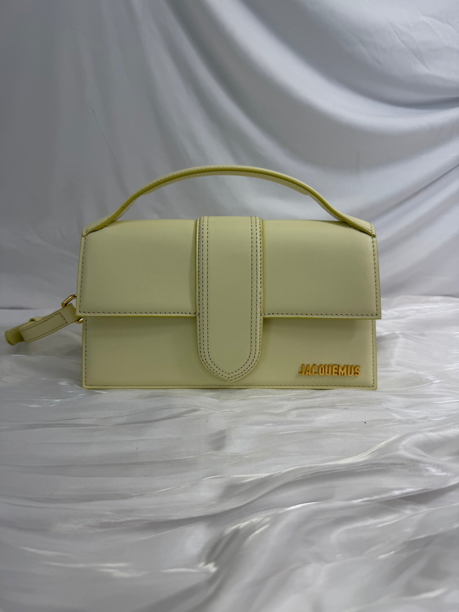 LIKE NEW Jacquemus Pale Yellow Leather Large Bambino 2way Bag