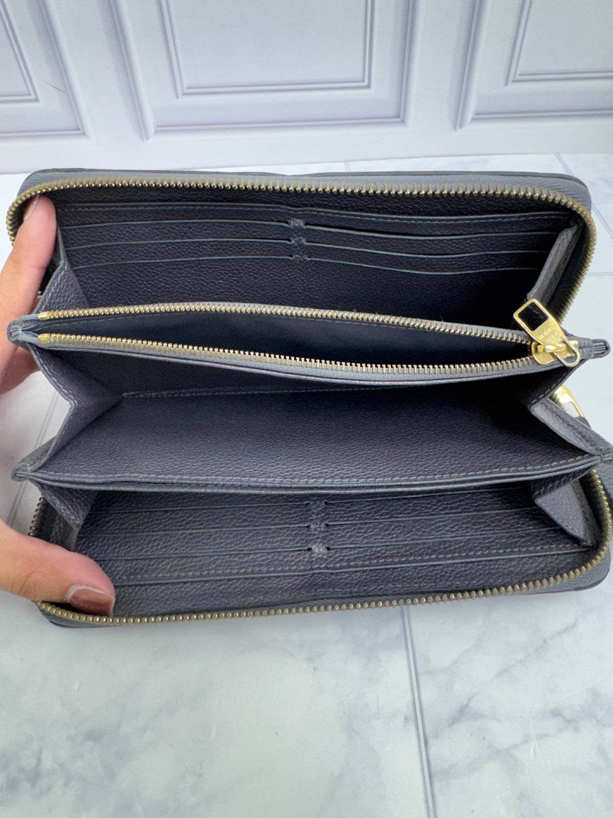 Louis Vuitton Grey Studded Monogram Empreinte Zippy Wallet