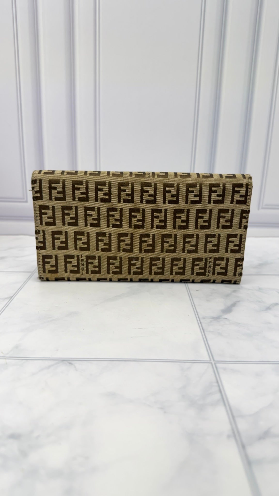 Fendi Brown Zucchino Canvas Long Wallet