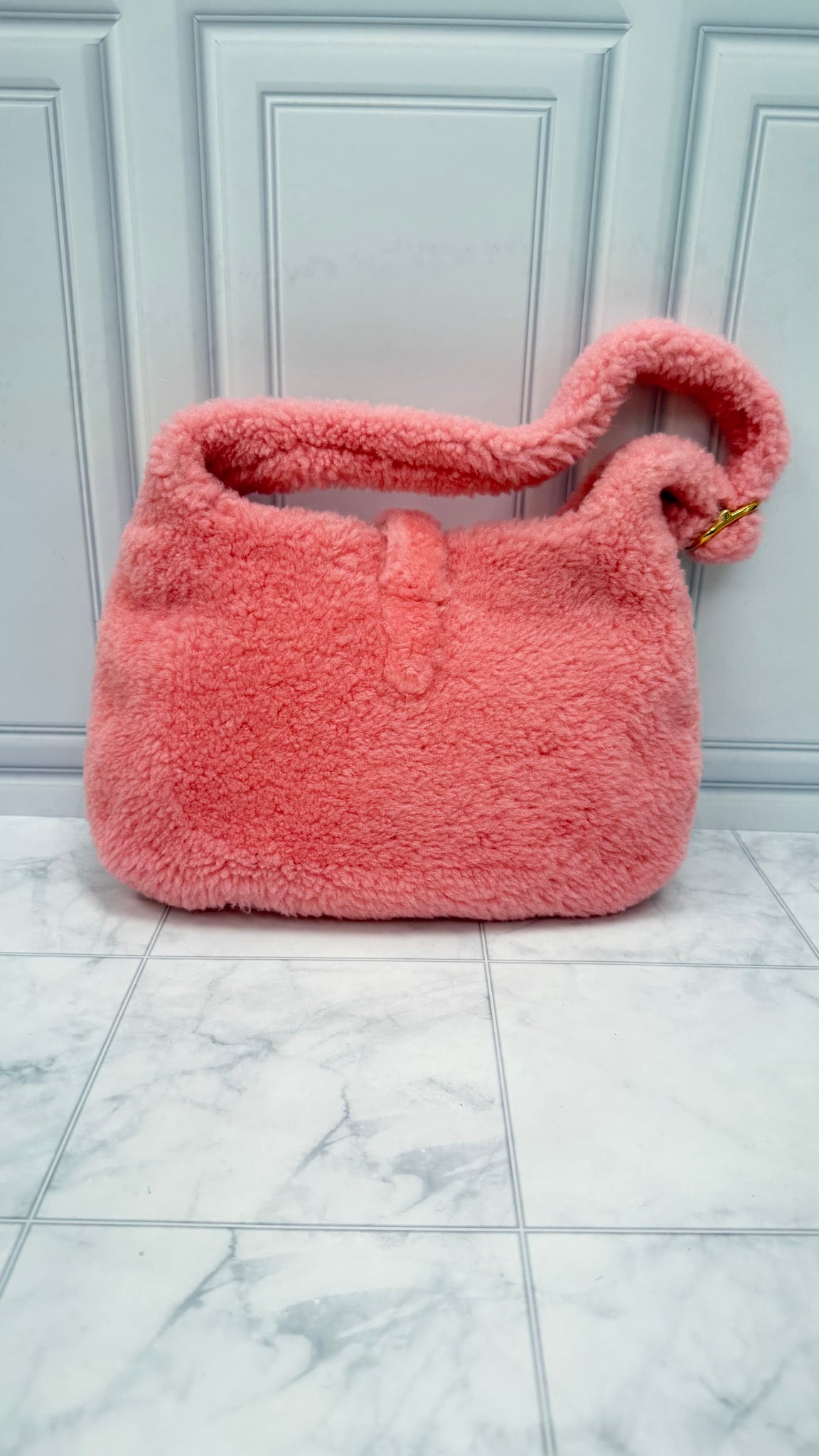 Gucci Pink Shearling Small 1961 Jackie Crossbody & Shoulder Bag