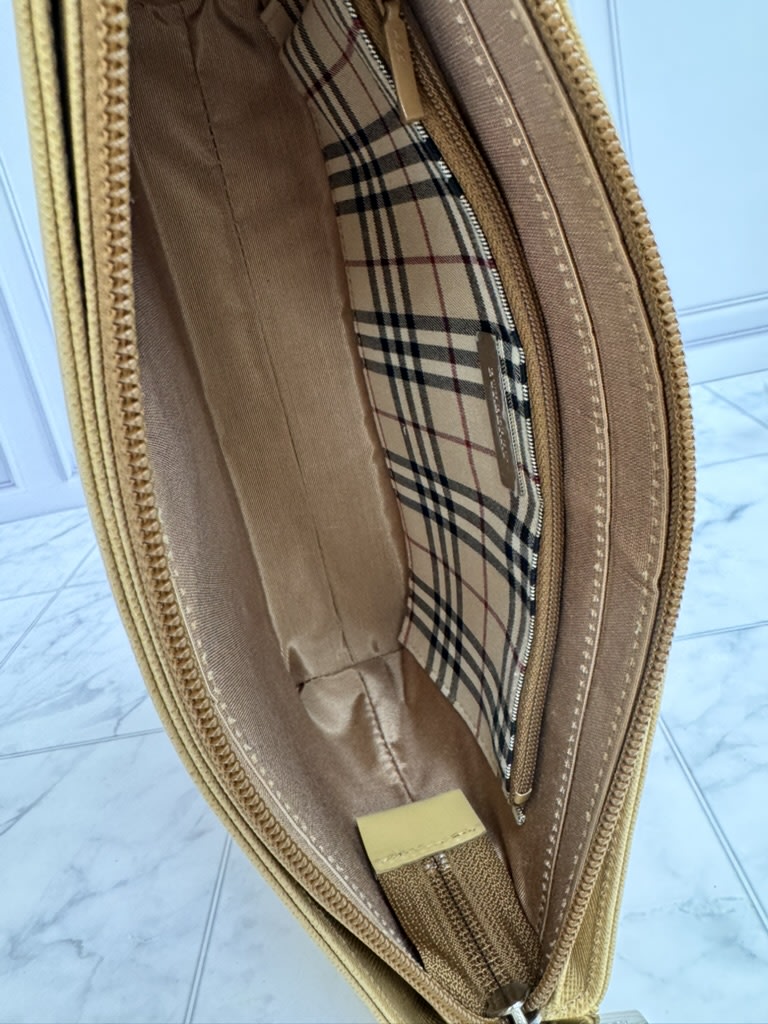 LIKE NEW - Burberry Beige Saffiano Leather Shoulder Bag