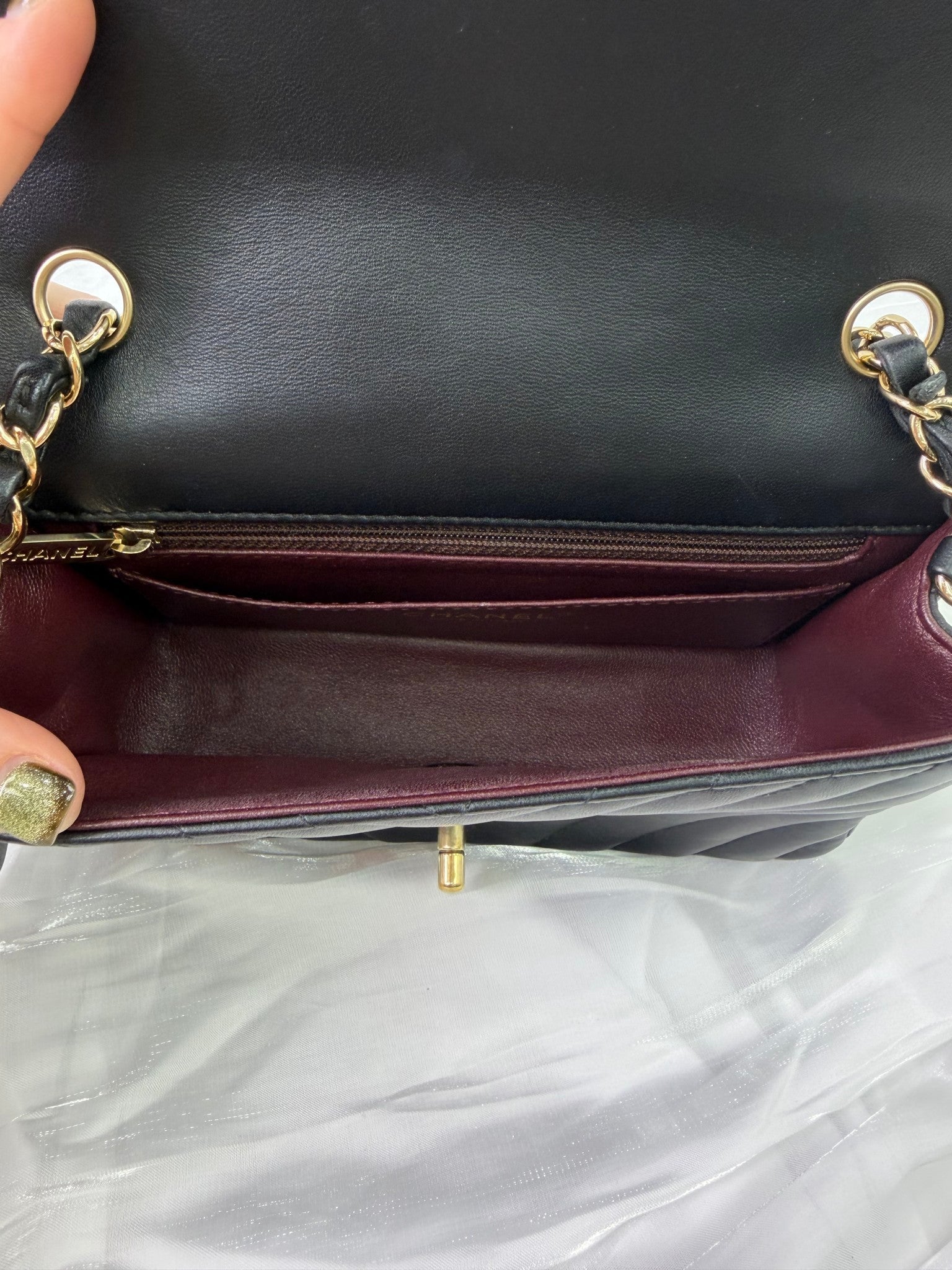 Chanel Black Lambskin Chevron Quilted Handbag