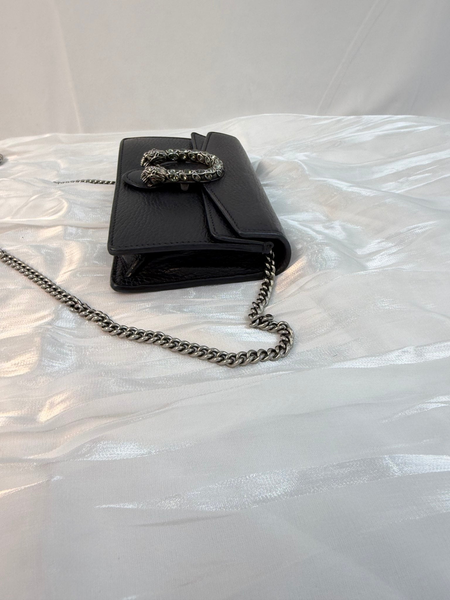 Gucci Black Leather Super Mini Dionysus Bag