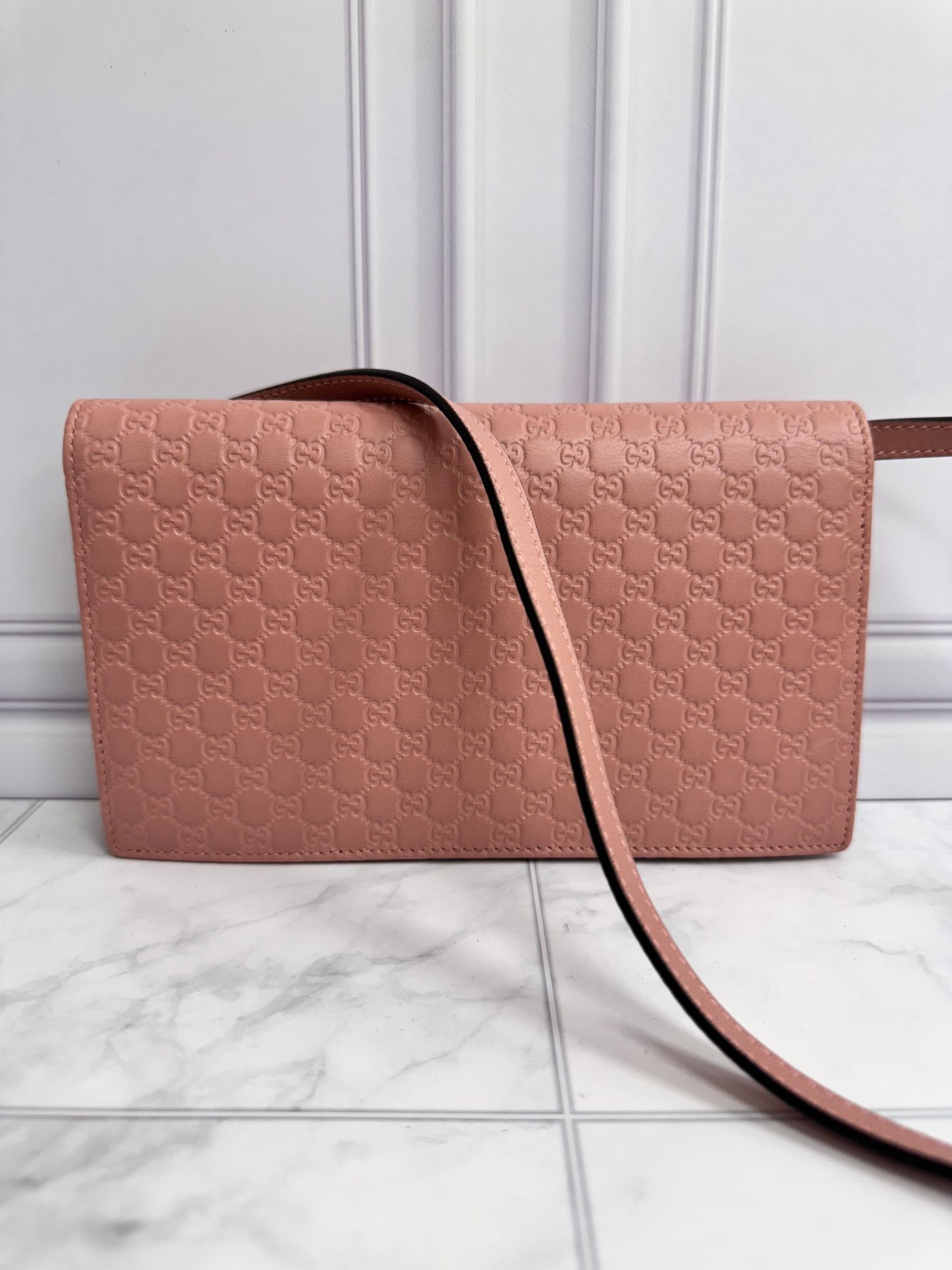 Gucci Pink Micro Guccissima Leather Crossbody Bag