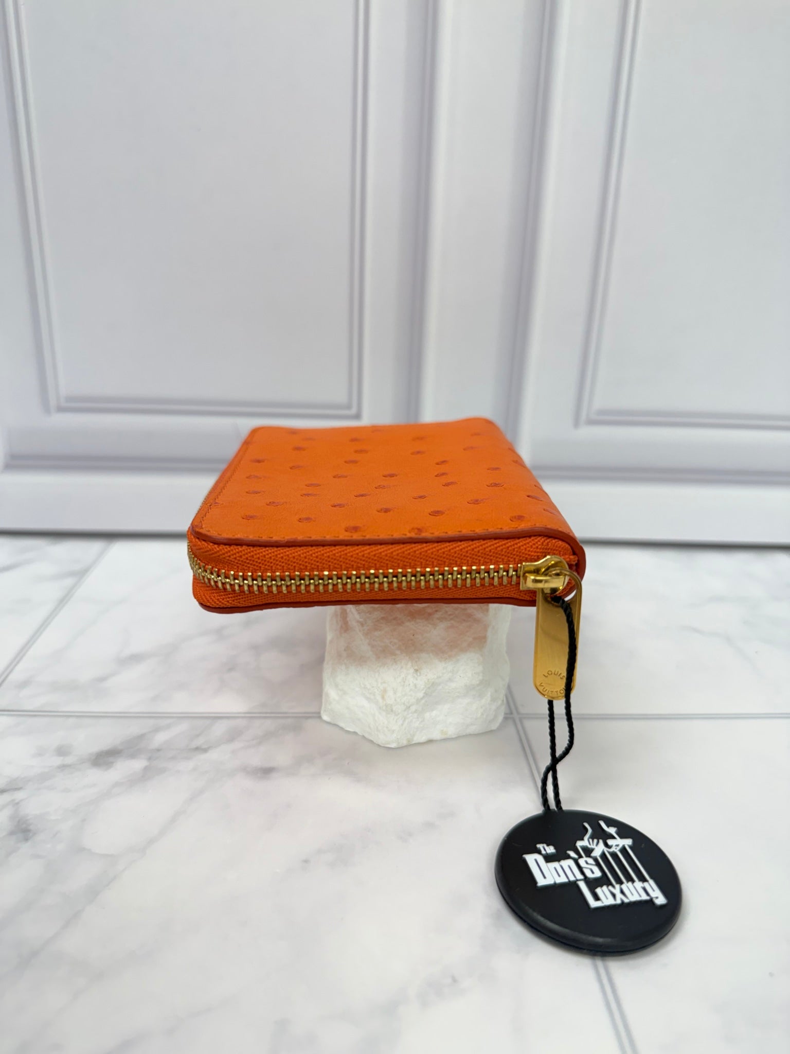 Louis Vuitton Ostrich Leather Compact Zippy Wallet