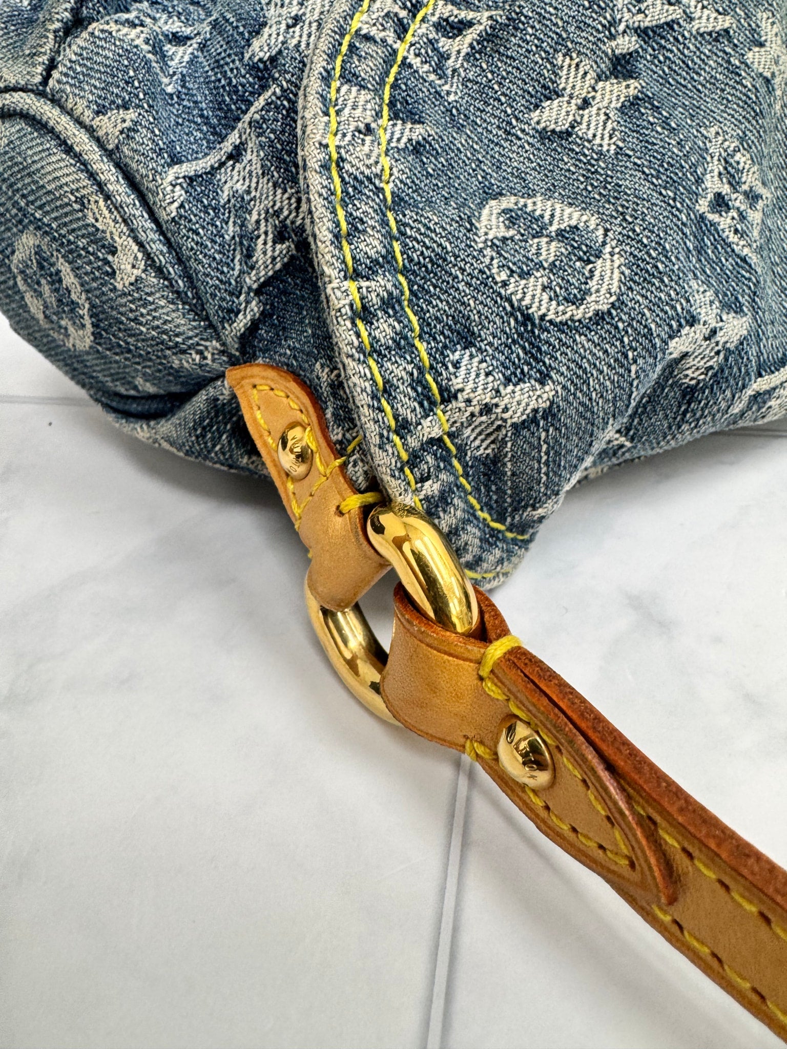 Louis Vuitton Blue Denim Monogram Mini Pleaty Shoulder Bag
