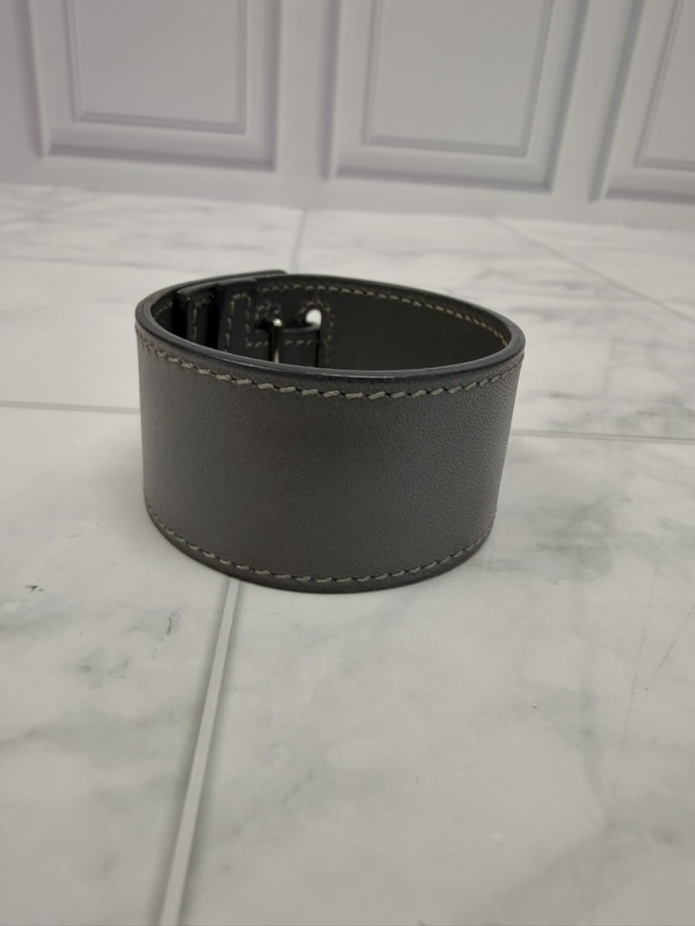 Hermes Grey Leather Cuff Bracelet 