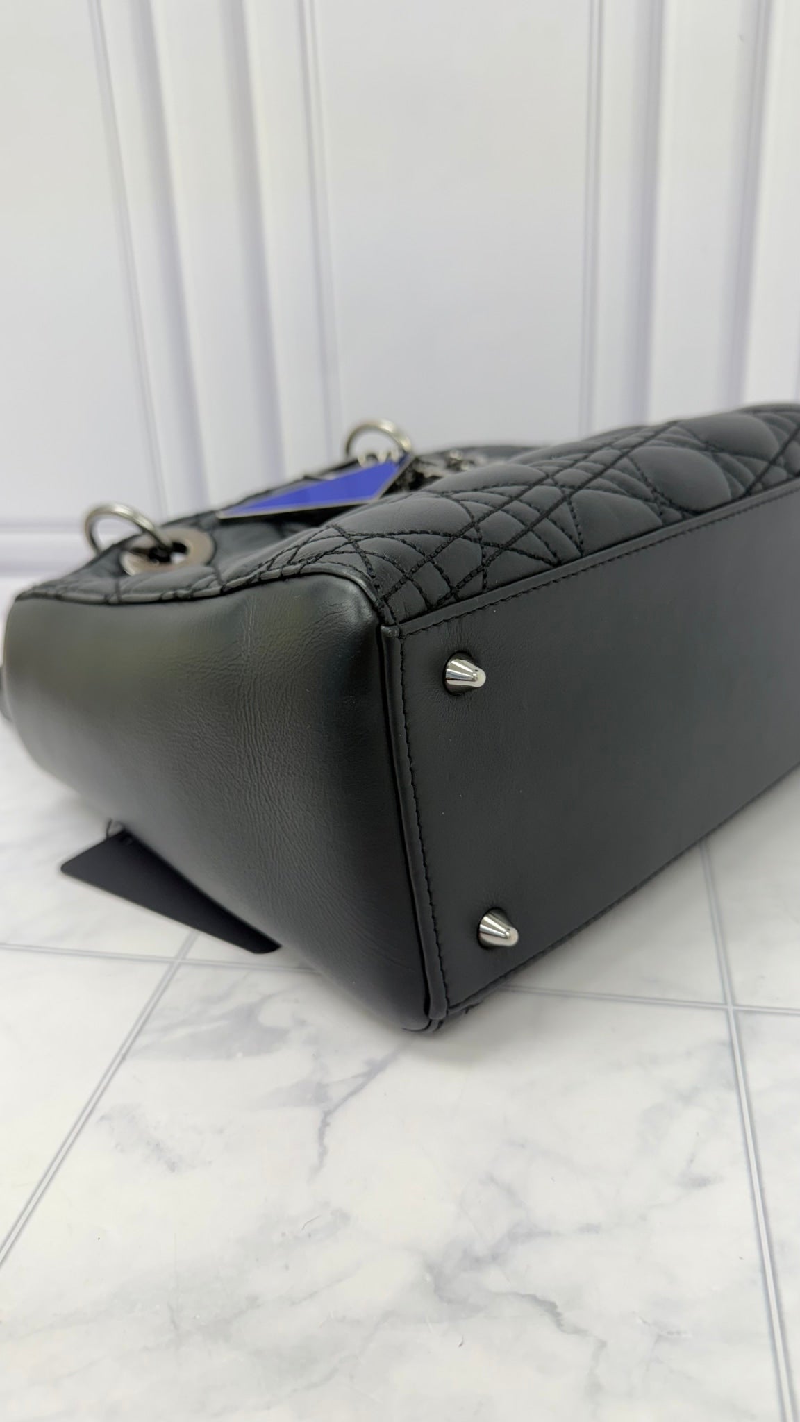 Christian Dior x Anselm Ryle Black Leather Cannage Medium Lady Dior 2Way Handbag 