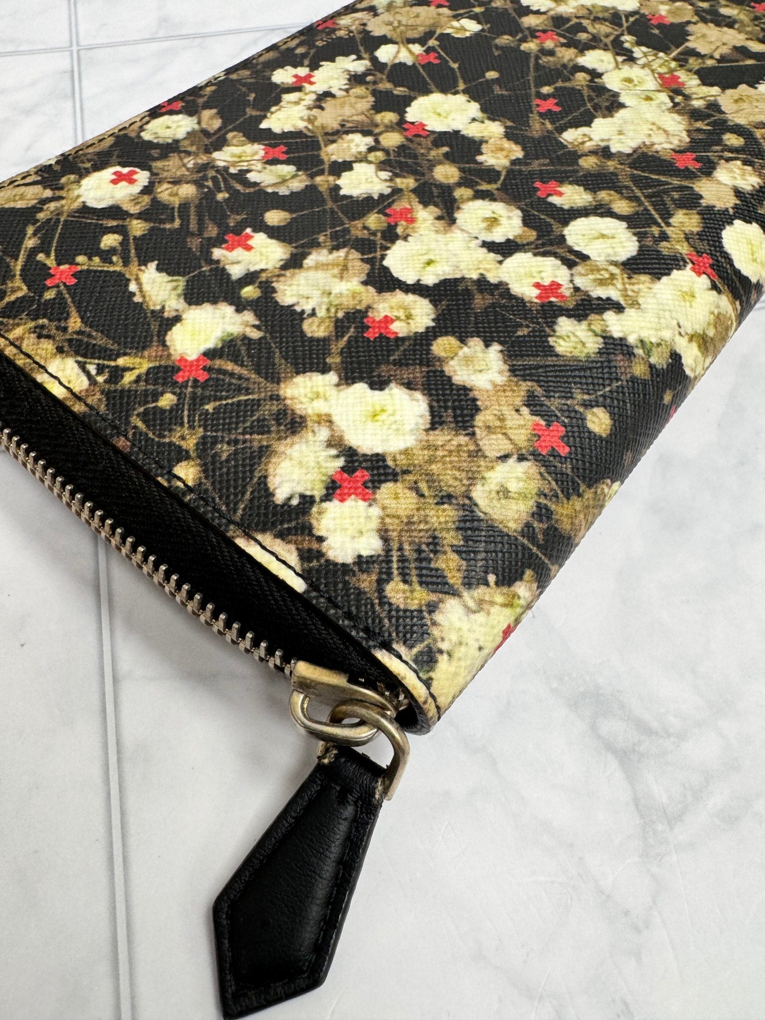 Givenchy Black Floral Coated Canvas Long Zippy Wallet