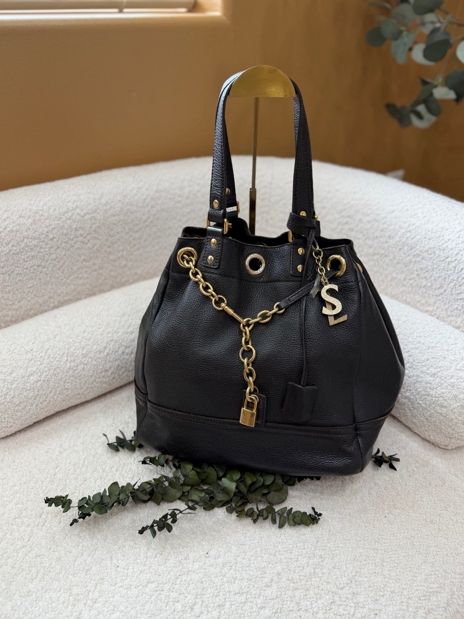 Saint Laurent YSL Brown Leather Hobo Bag