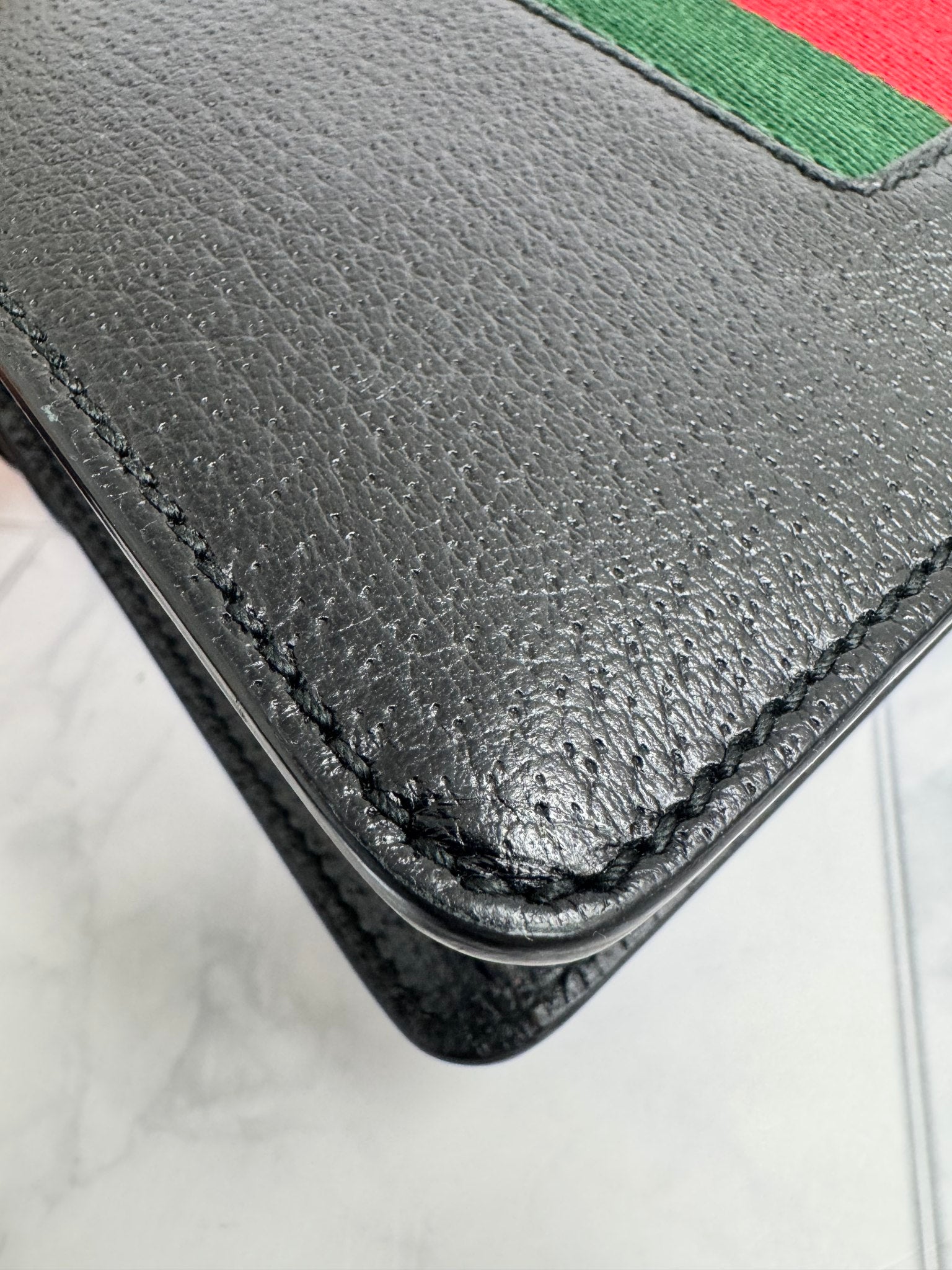 Gucci Black Leather Web Dionysus Mini Shoulder Bag
