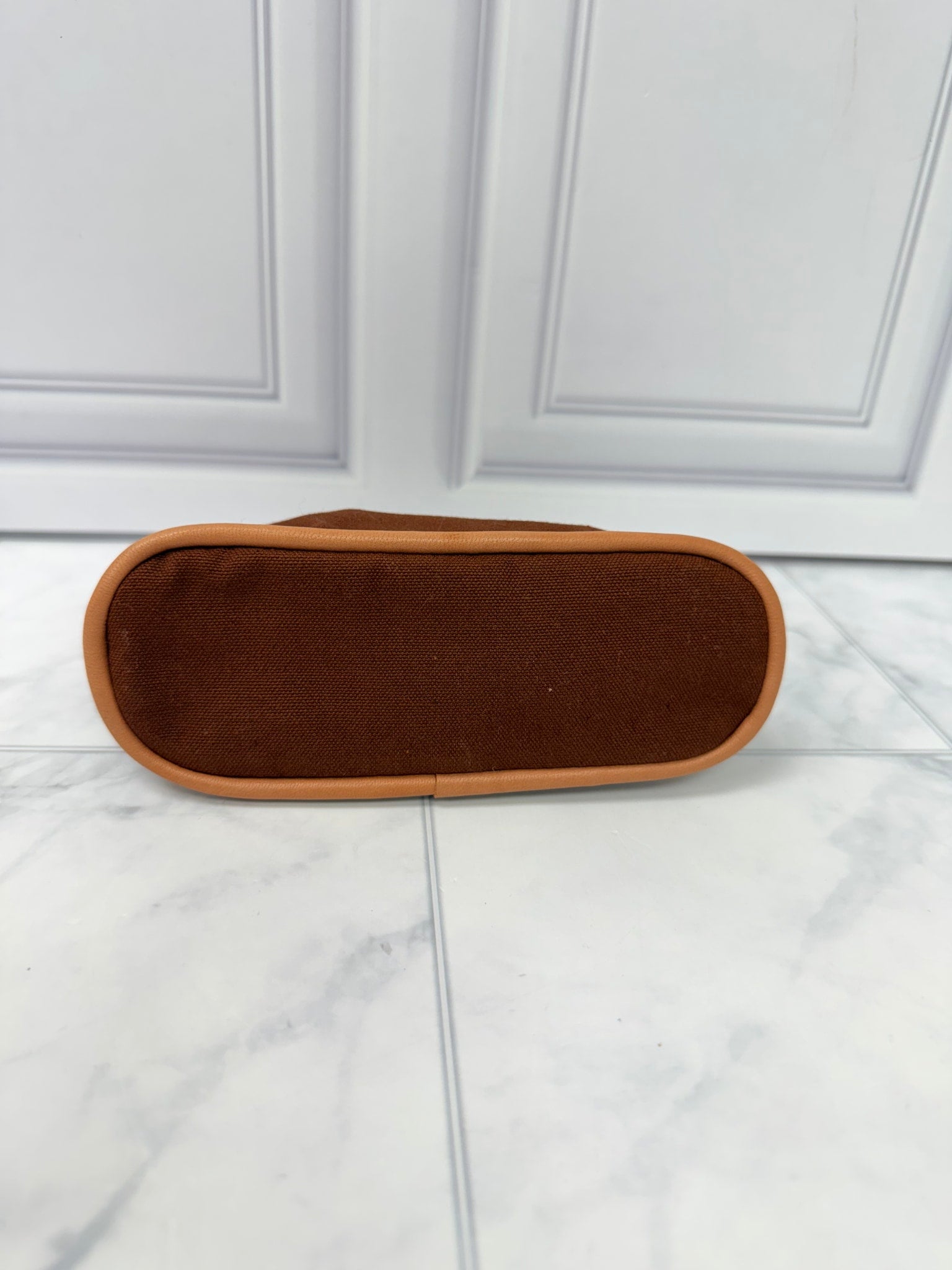 Hermes Brown Canvas Bolide Canvas Pochette Cosmetics Pouch 