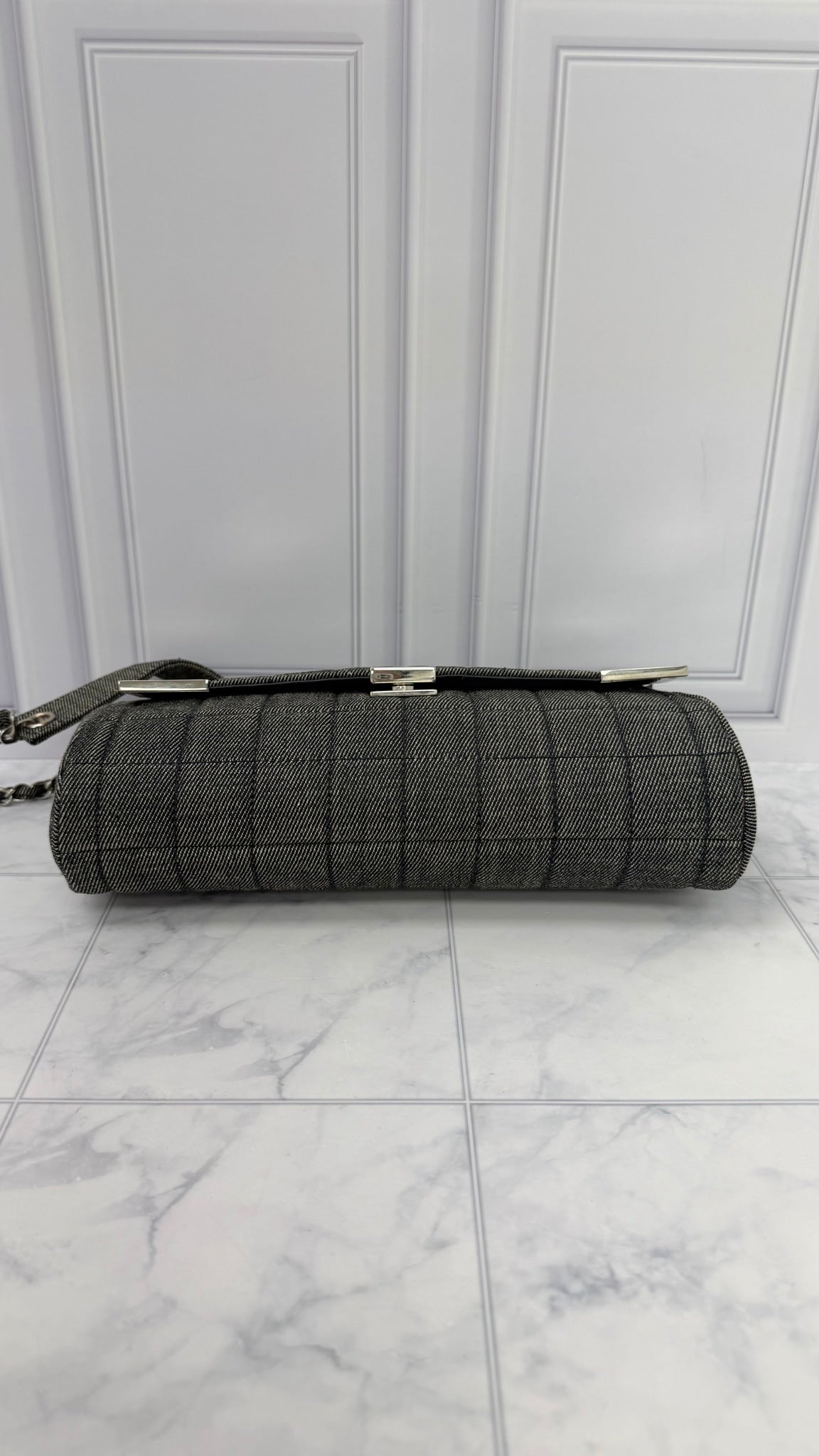 Chanel Grey Denim Chocolate Bar Flap Bag
