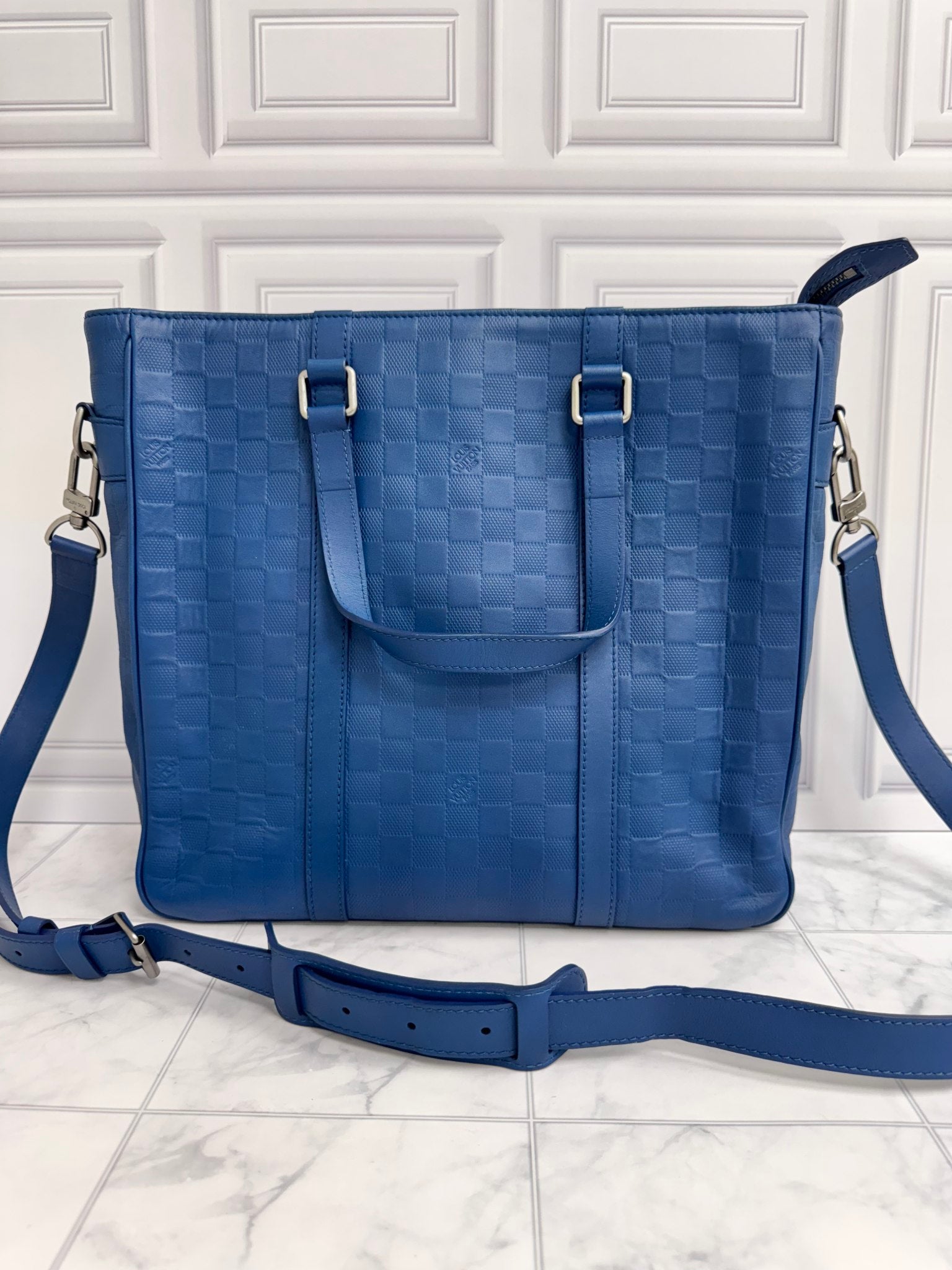 LIKE NEW - Louis Vuitton Blue Damier Infini Tadao Bag MM