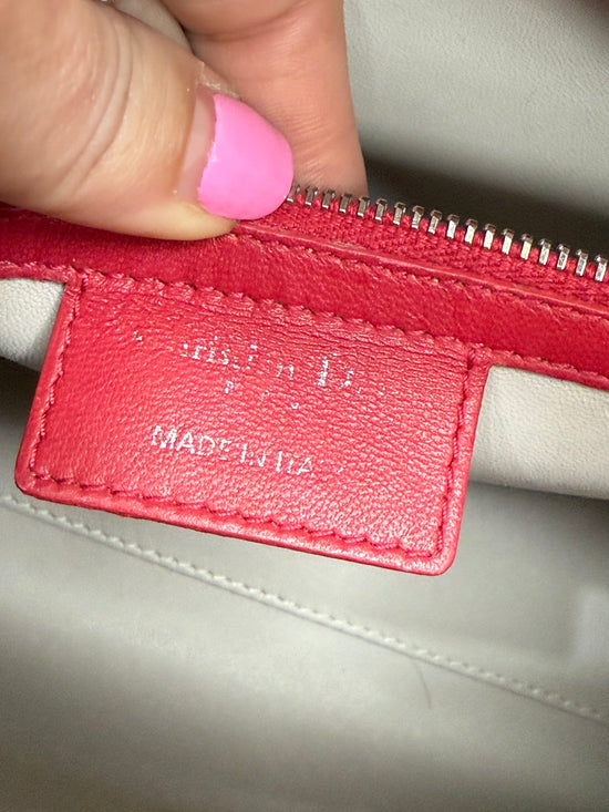 Christian Dior  Blue & Red Lambskin Cannage Lady Dior 