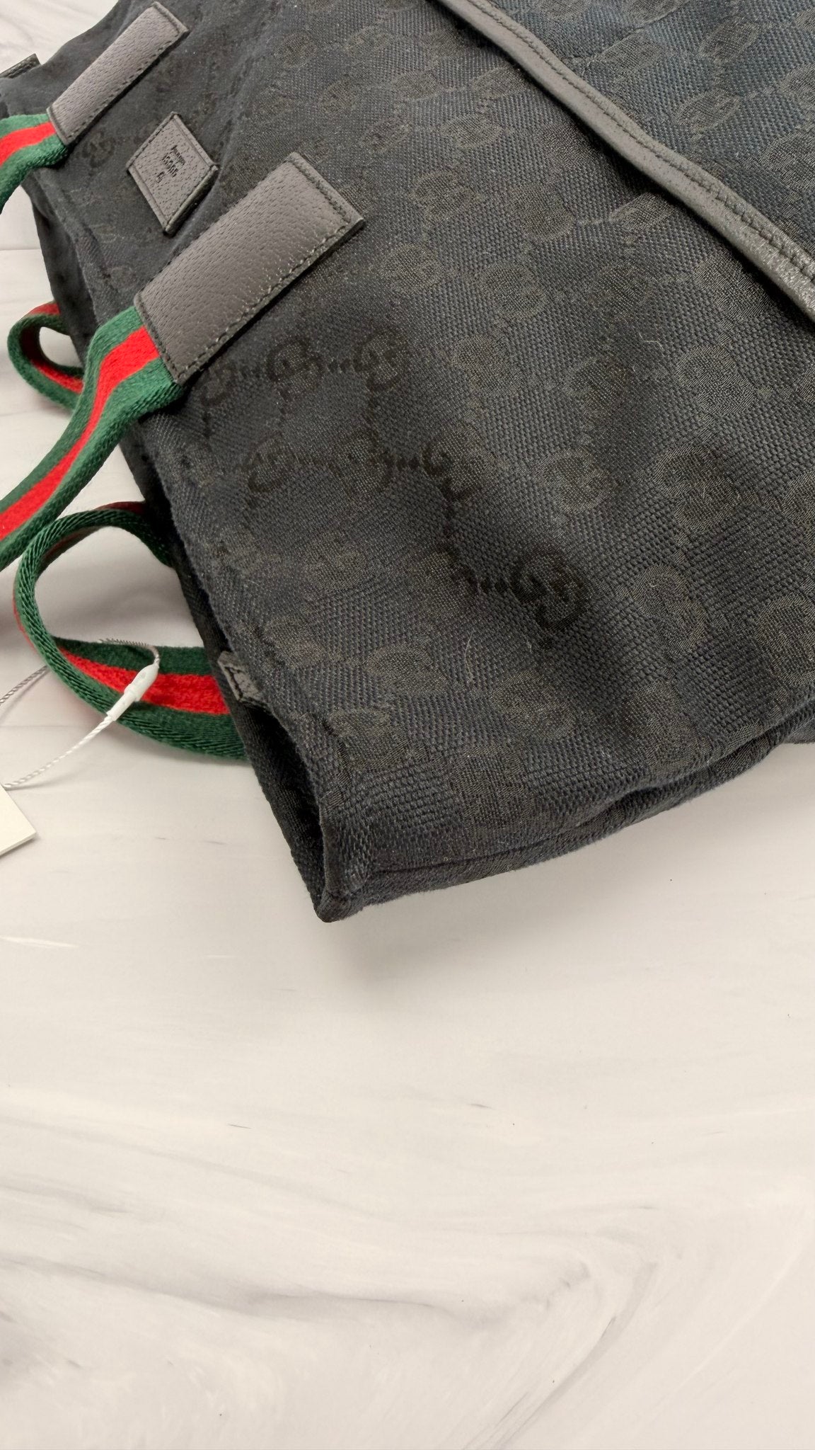Gucci Black GG Canvas Web Handle Tote Bag