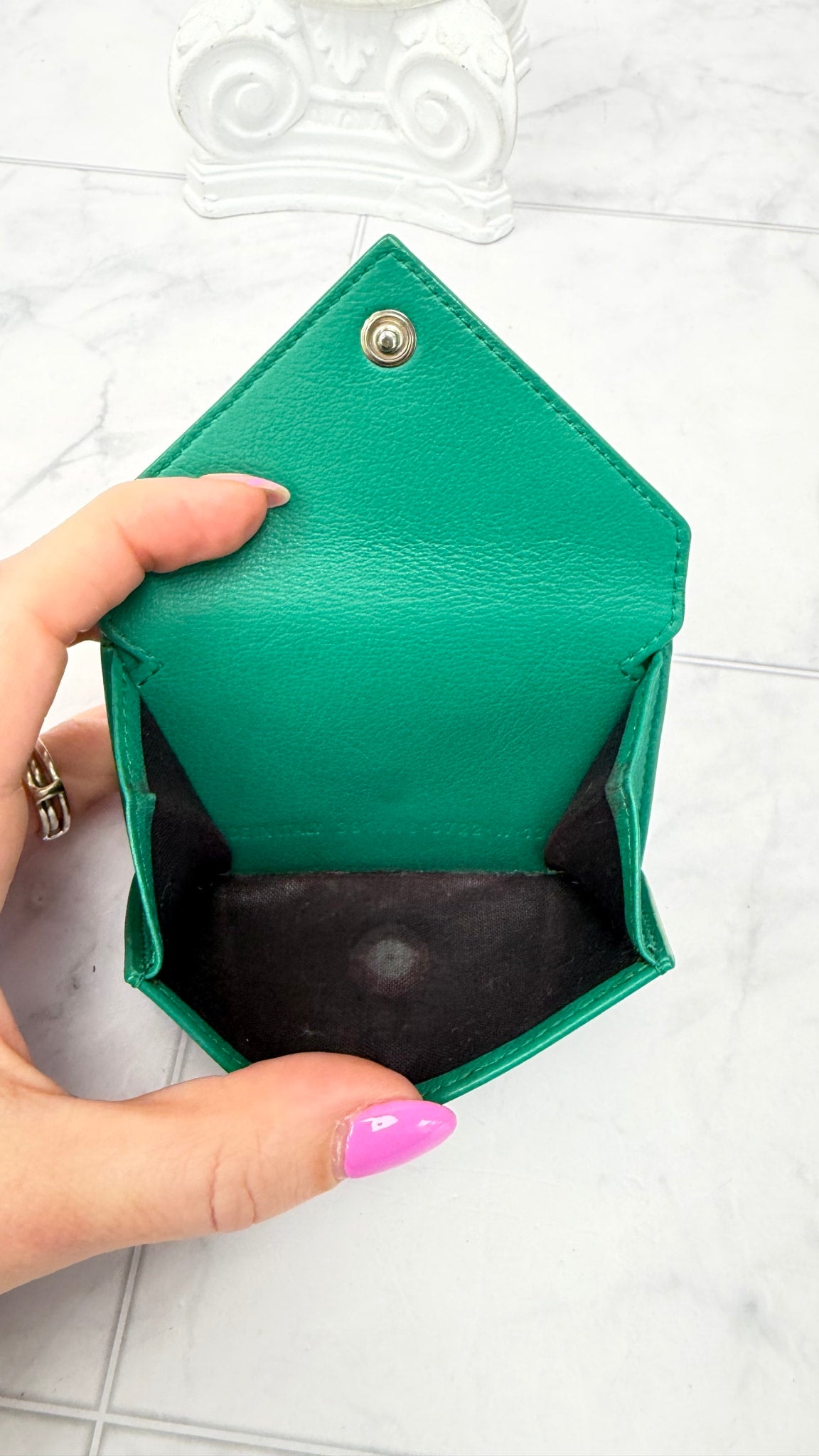 Balenciaga Green Leather Everyday Mini Papier Trifold Wallet 