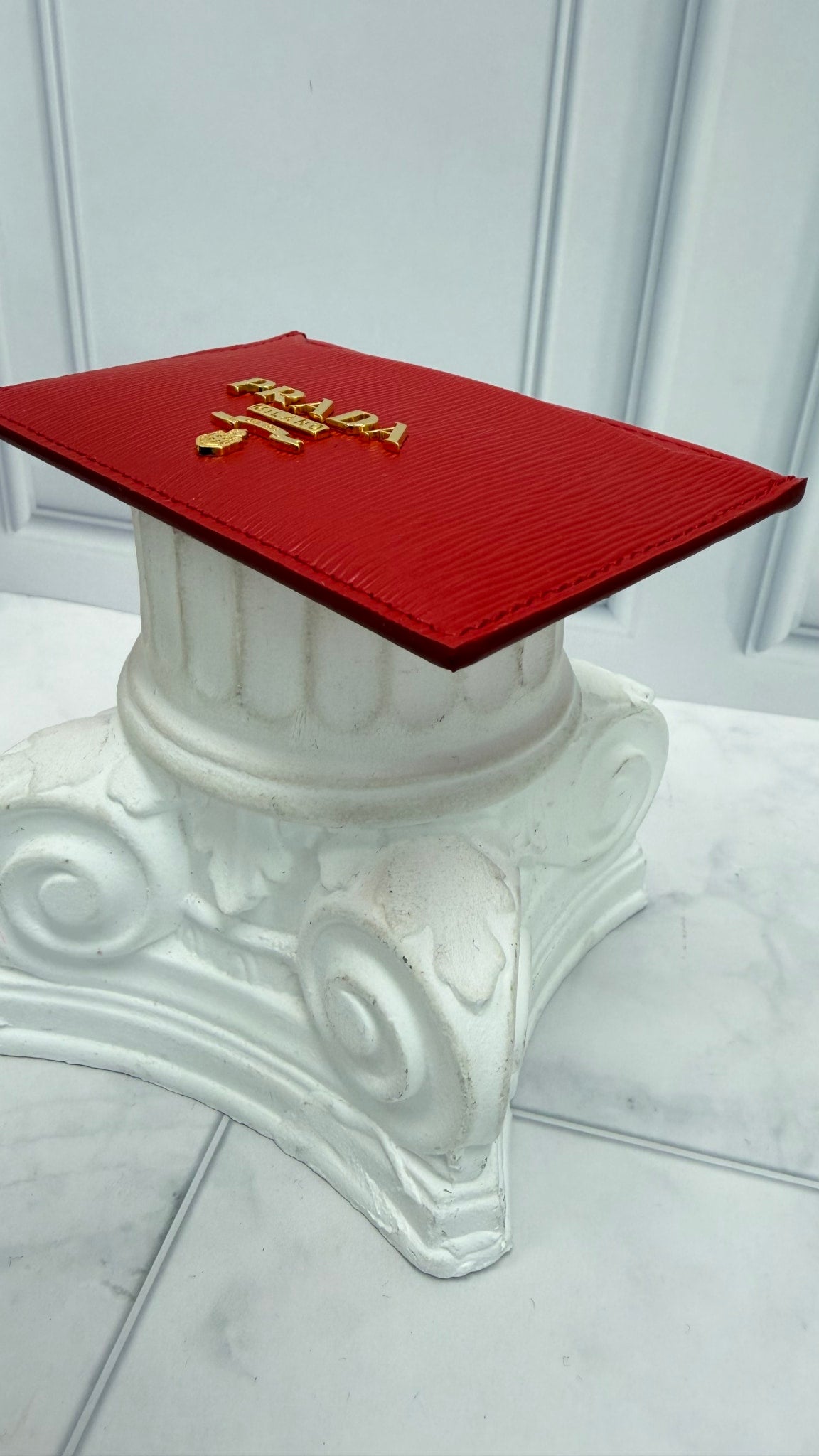 LIKE NEW- Prada Red Vitello Move Leather Card Case