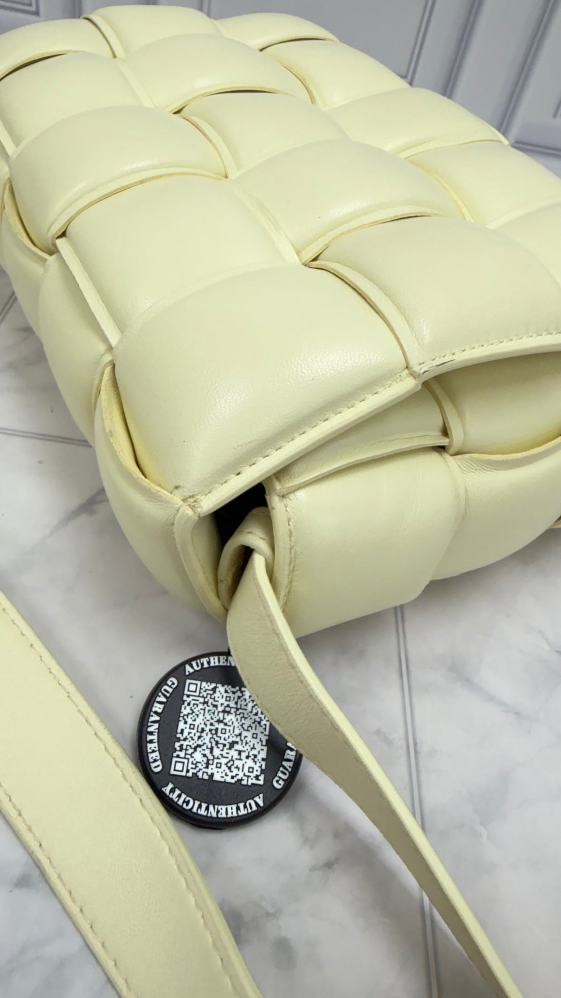 Bottega Veneta Pale Yellow Padded Cassette Crossbody Bag