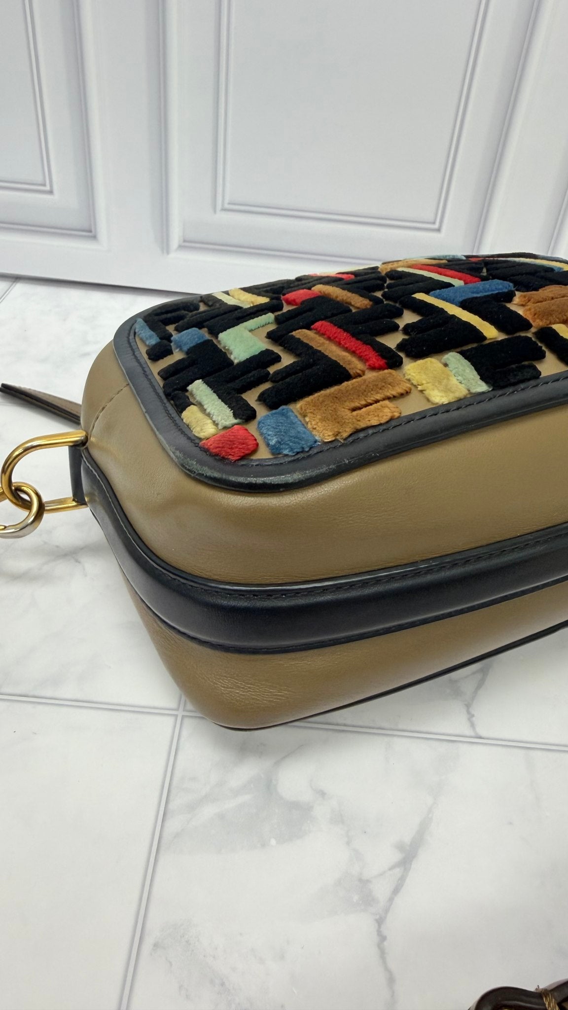 Fendi Multicolor Velvet And Leather Vitello Century Camera Bag 