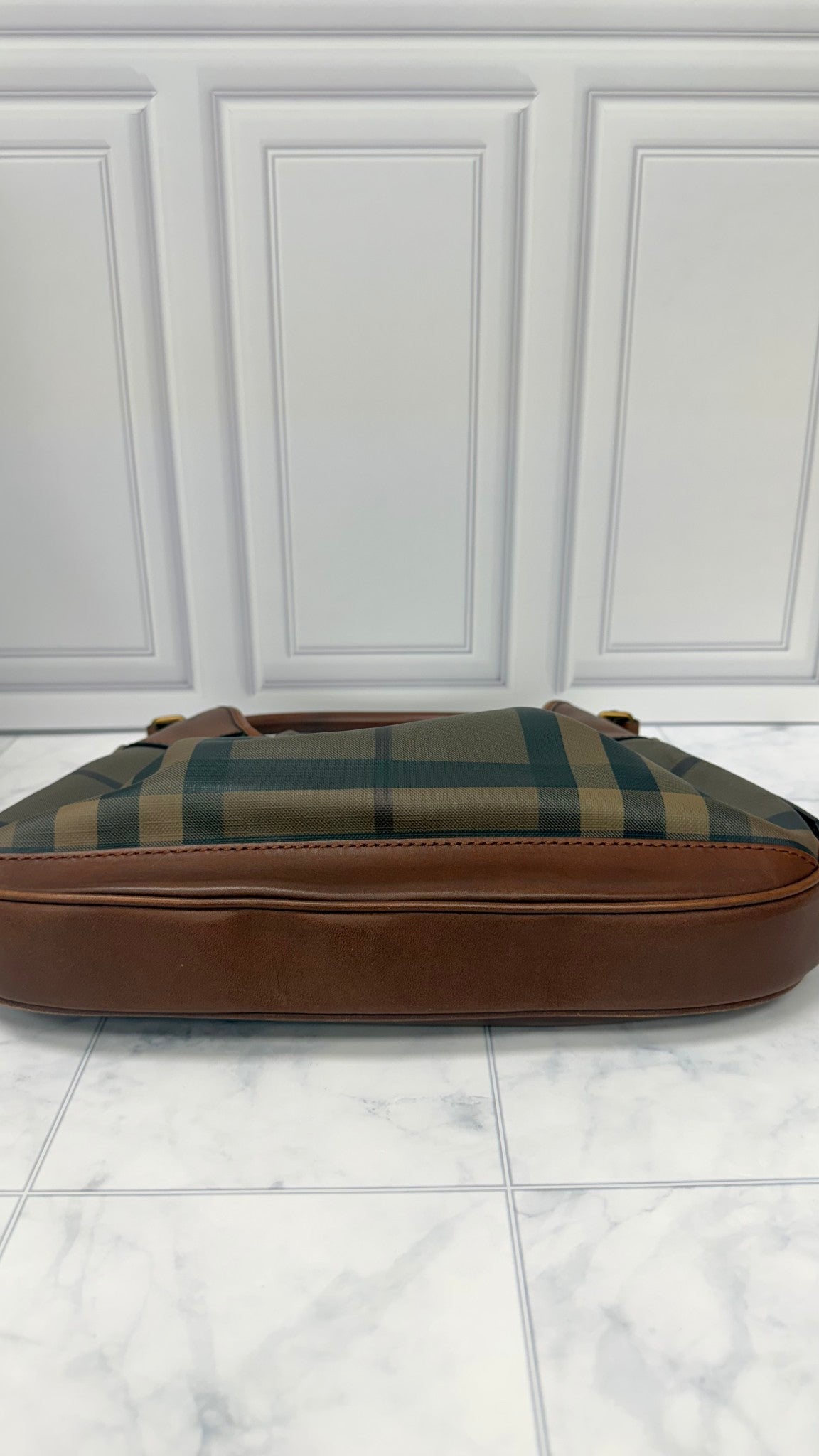 Burberry Brown Check Coated Canvas Hobo Bag