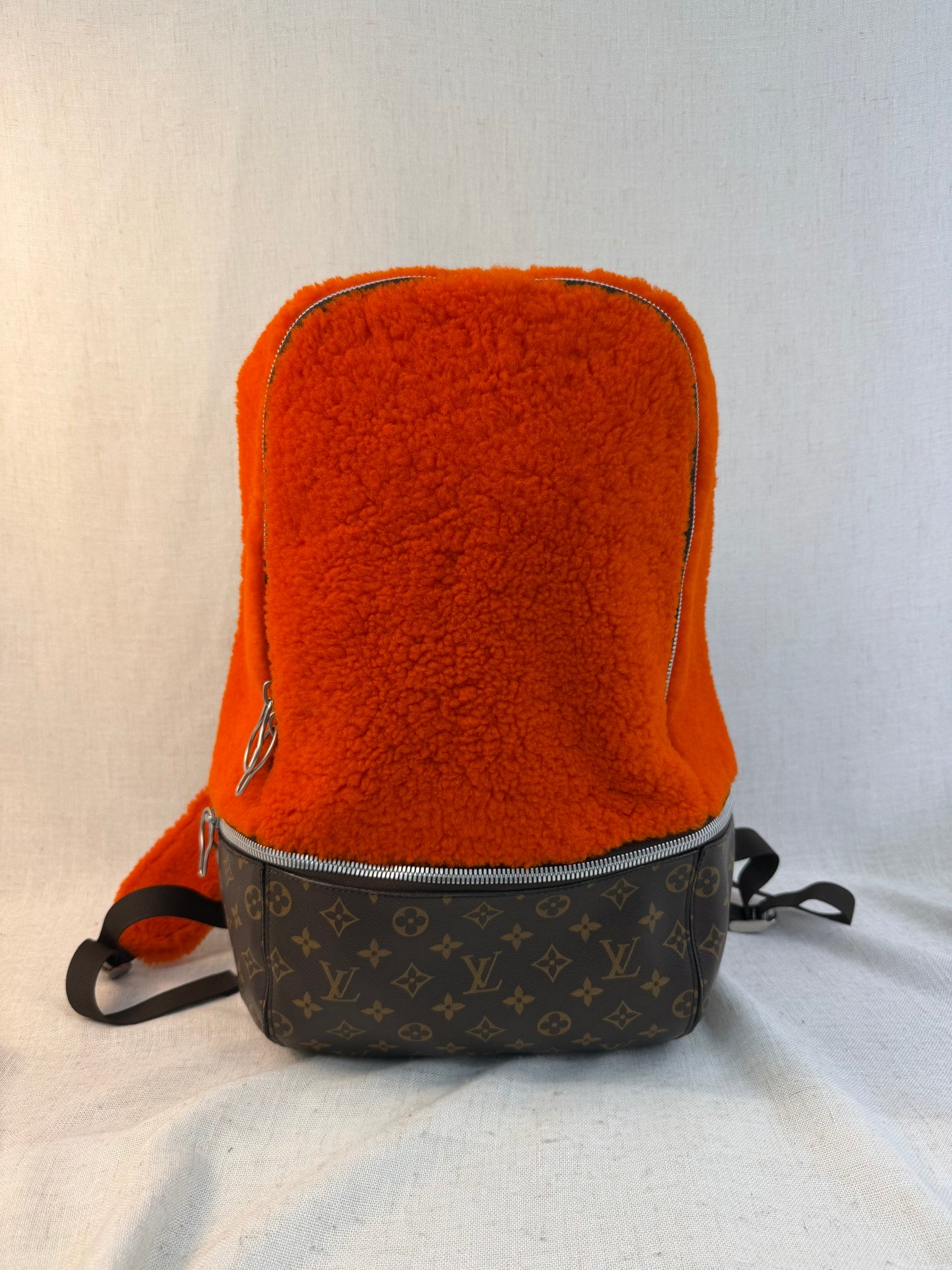 Louis Vuitton x Marc Newson Monogram And Bright Orange Shearling Backpack