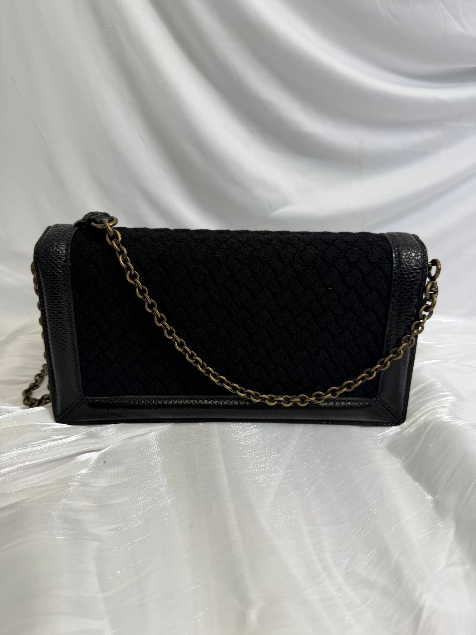 Bottega Veneta Black Cotton x Leather Olimpia Knot Shoulder Bag