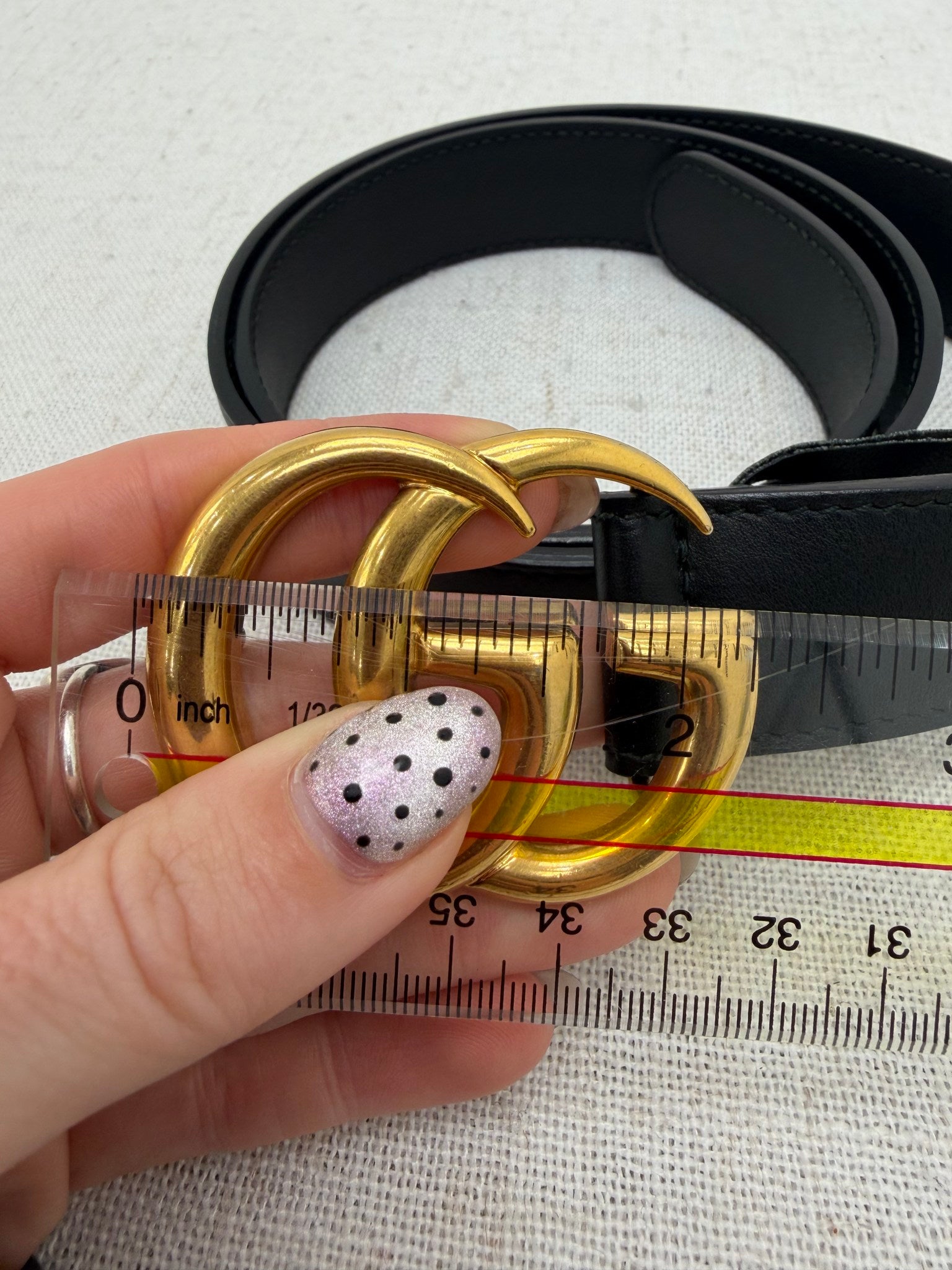 Gucci Black Leather Marmont Belt Size 80/32