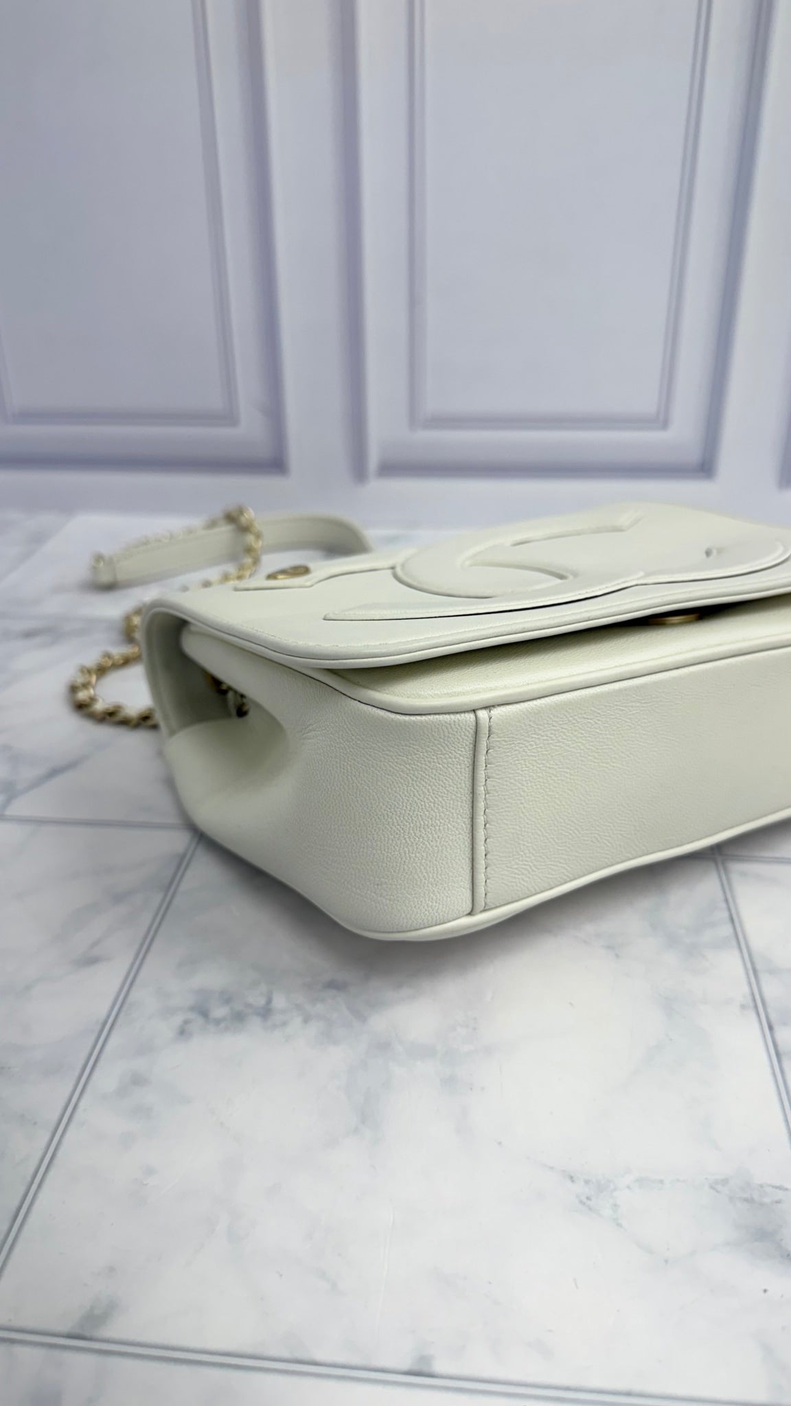Chanel White Calfskin Leather Small Crossbody