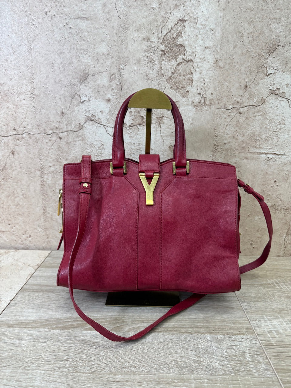 Saint Laurent YSL Red Leather Cabas ChYc Bag
