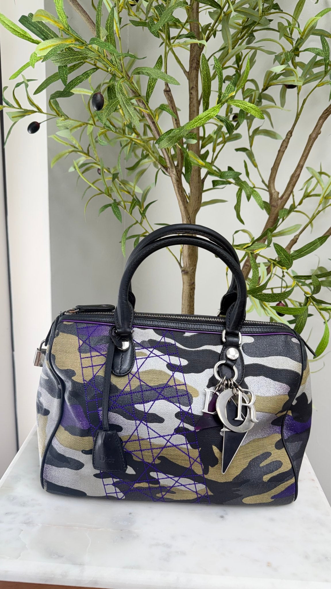 Christian Dior Multicolor Camouflage Canvas Boston Bag 