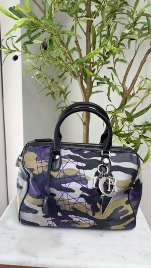 Christian Dior Multicolor Camouflage Canvas Boston Bag