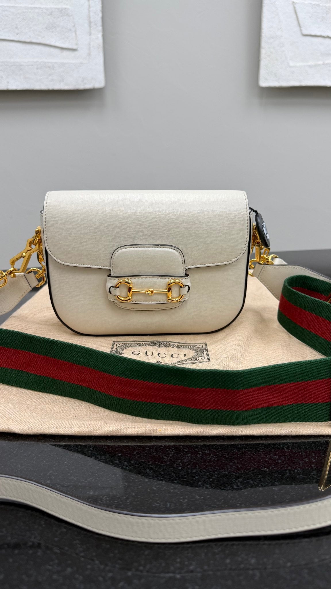 Gucci Ivory Leather 1955 Small Horsebit Crossbody