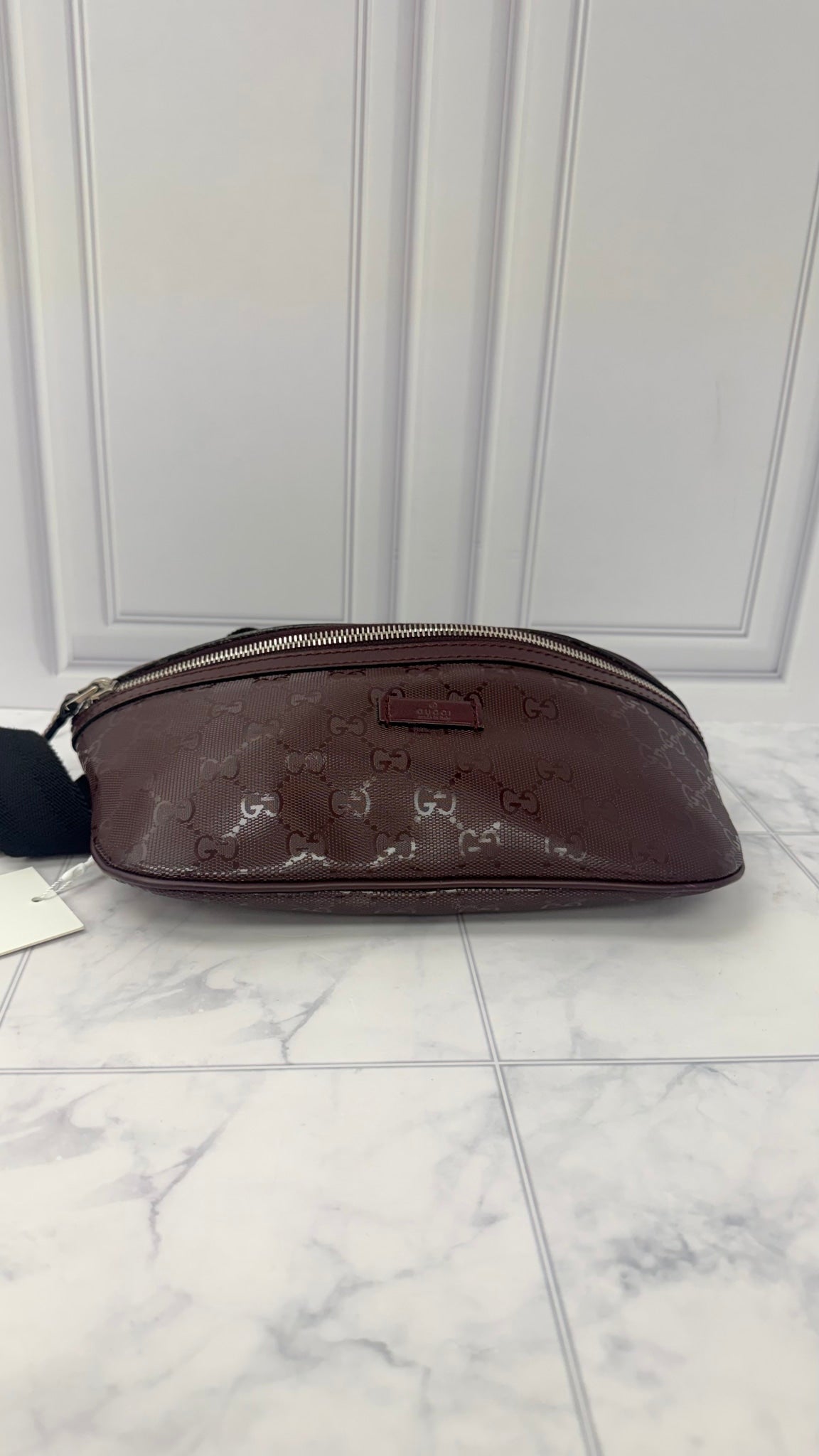 Gucci Deep Mauve GG Coated Canvas Belt Bag 