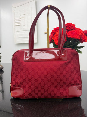 Gucci Red GG Canvas Tote Bag