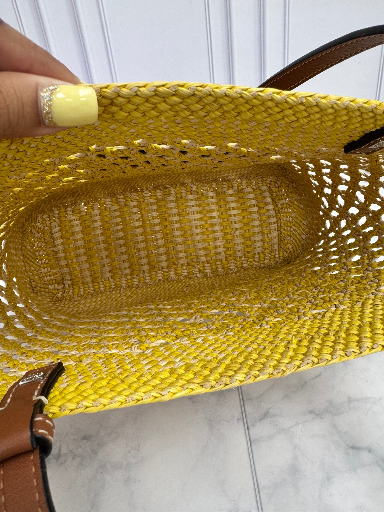Loewe Yellow Raffia Paula's Ibiza Honeycomb Shoulder Bag