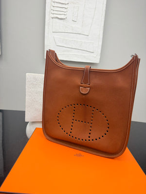 Hermes Gold Barenia Faubourg Leather Evelyne 29 Bag