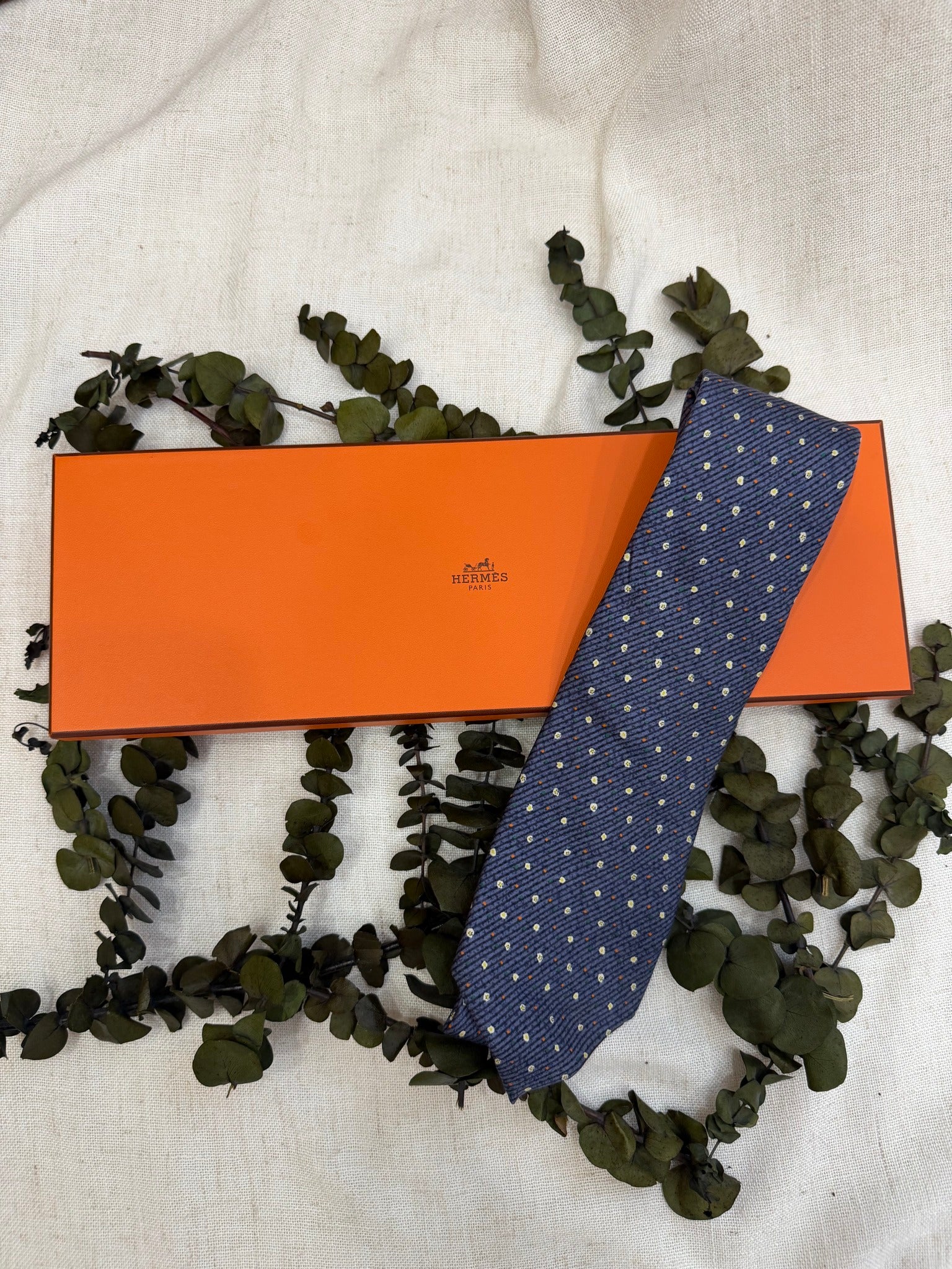 Hermes Blue Silk Tie 