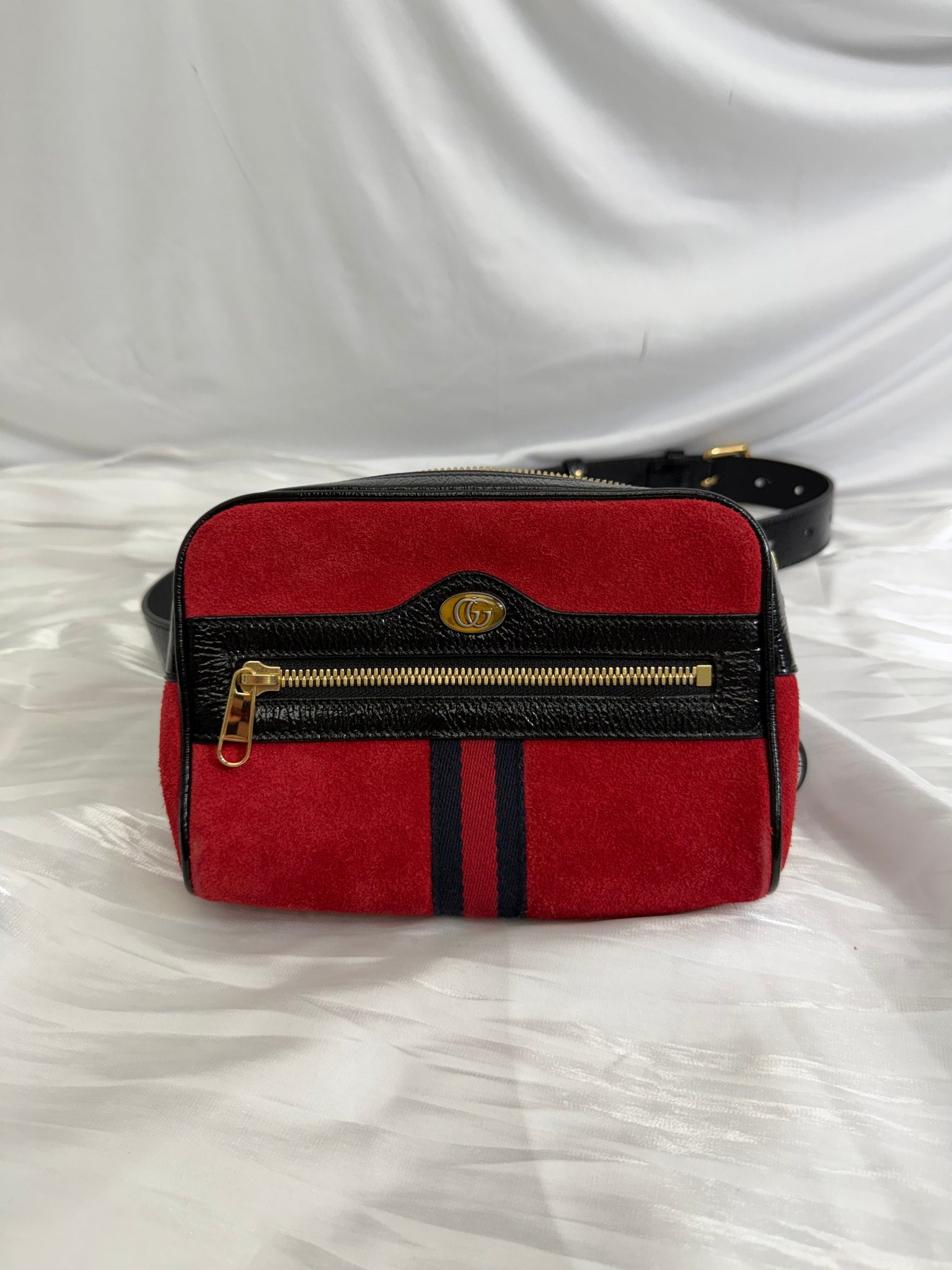 Gucci Red Suede Ophidia Belt Bag