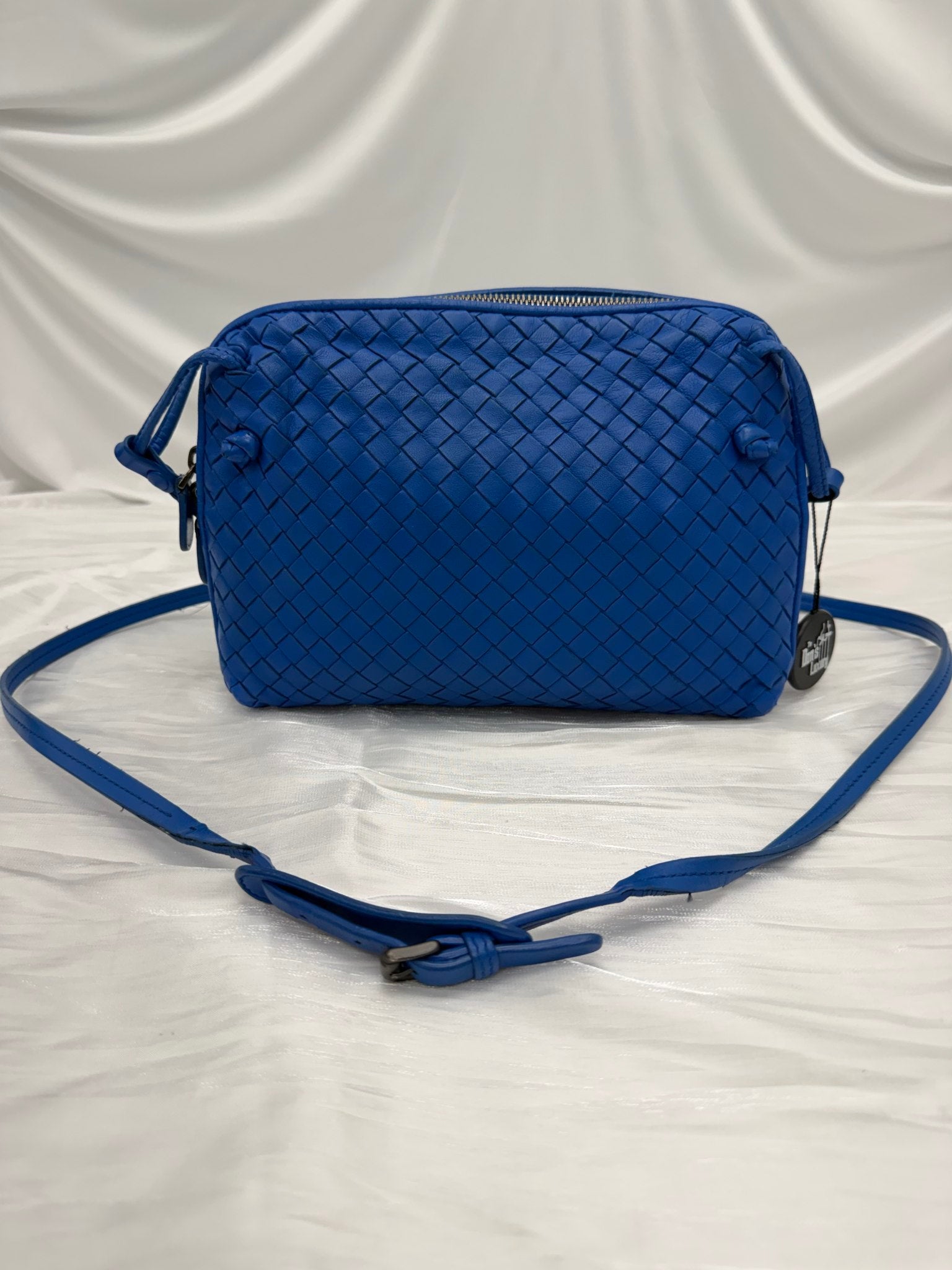 Bottega Veneta Blue Intrecciato Leather Nodini Crossbody 