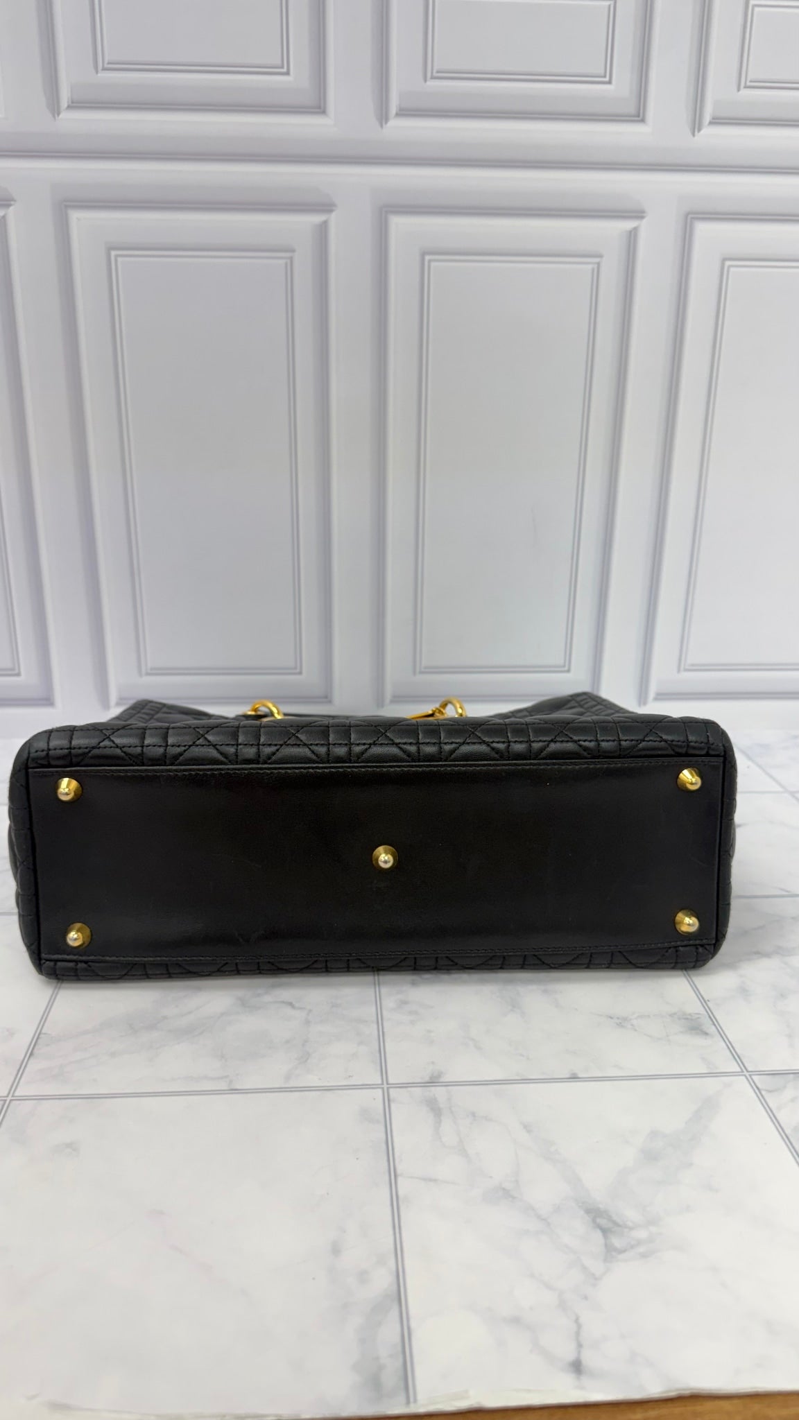 Christian Dior Black Quilted Lambskin Lady Dior Handbag