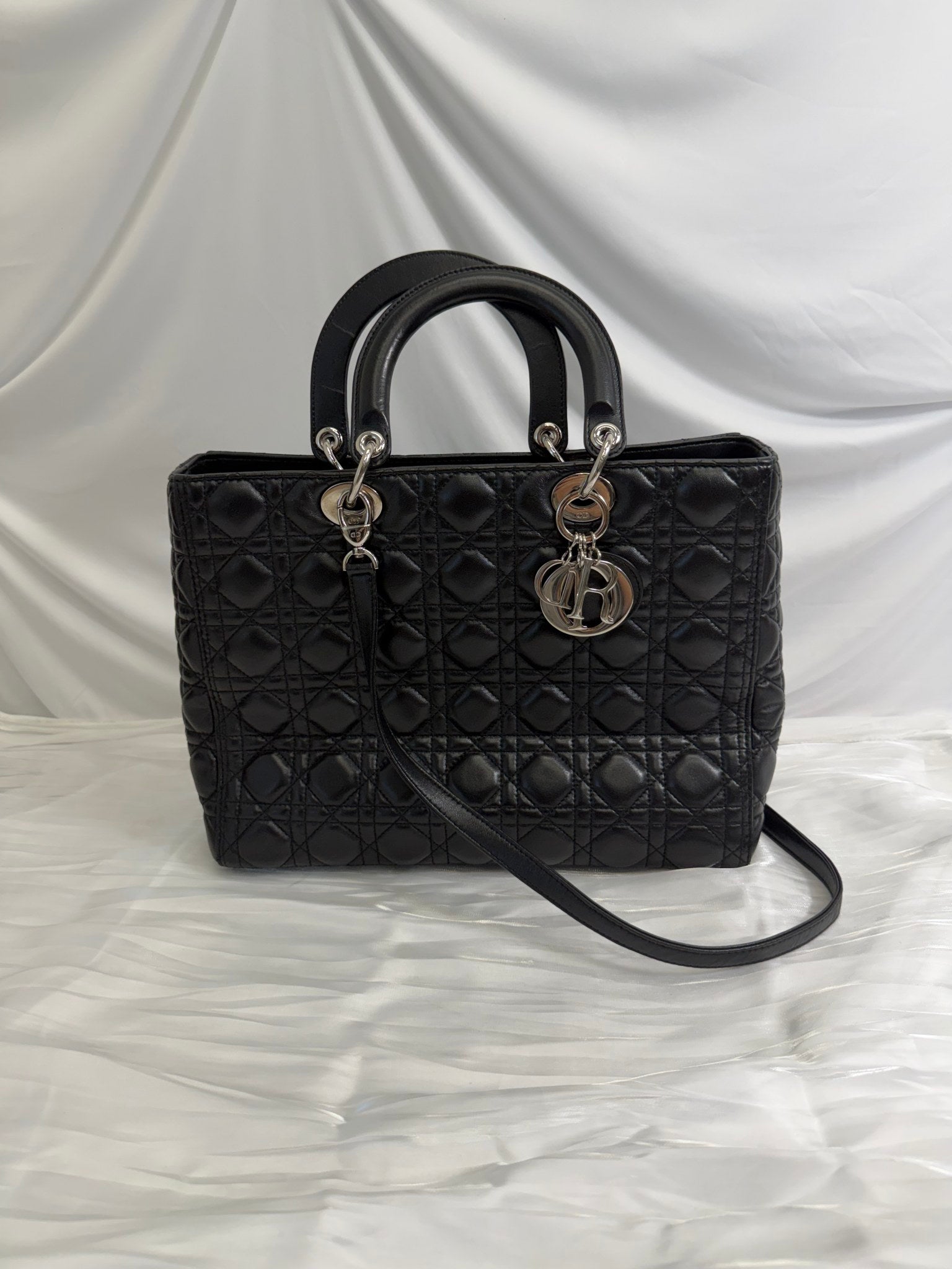 Christian Dior Black Cannage Lambskin Large Lady Dior