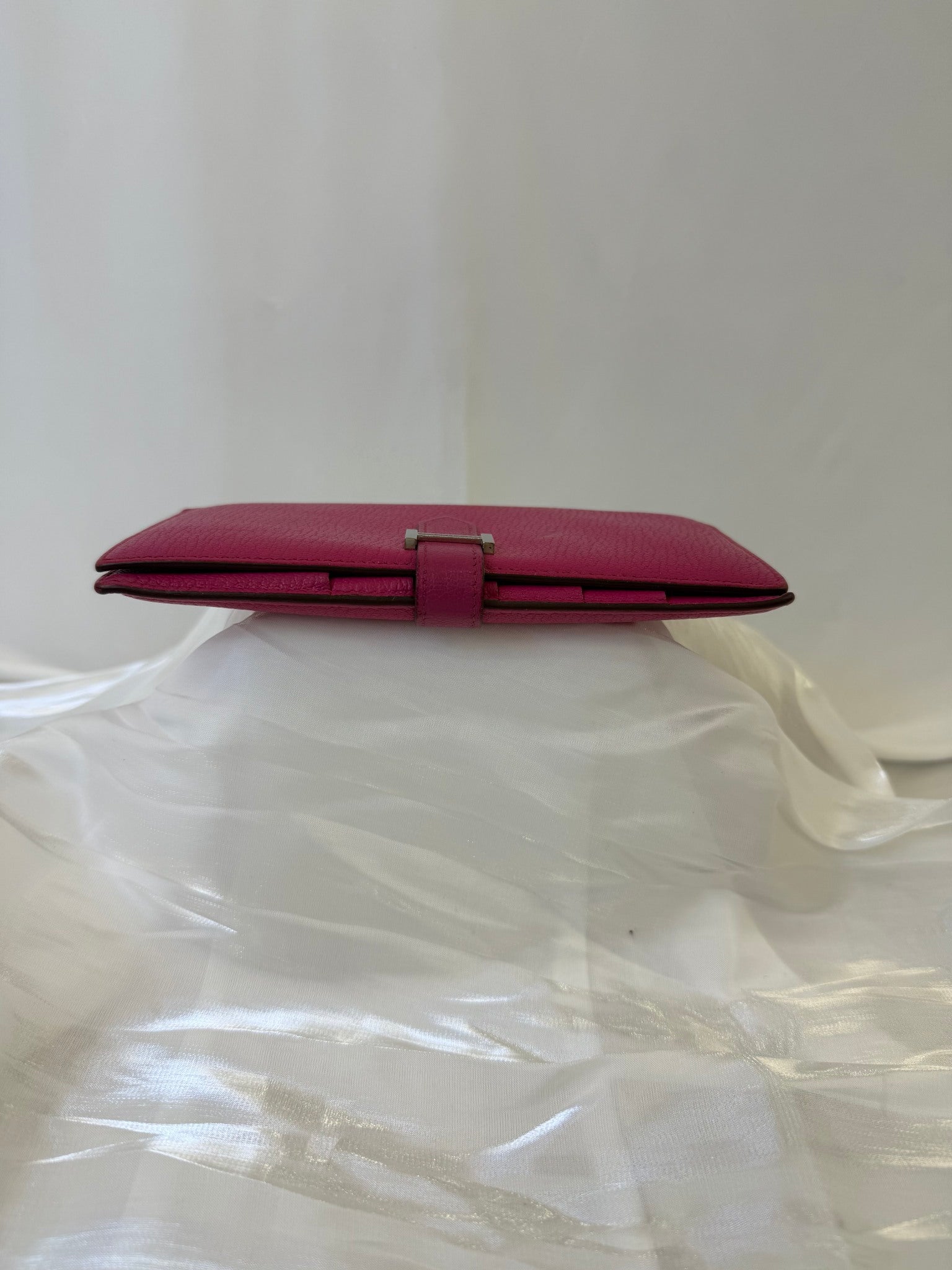 Hermes Pink Leather Bearn Wallet