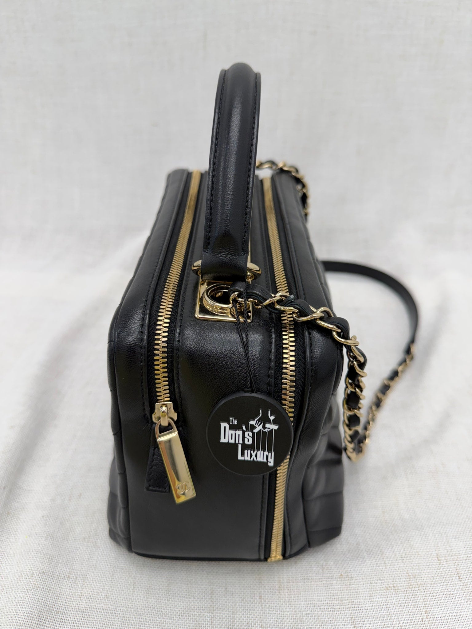Chanel Black Lambskin Leather Trendy CC Bowling Bag