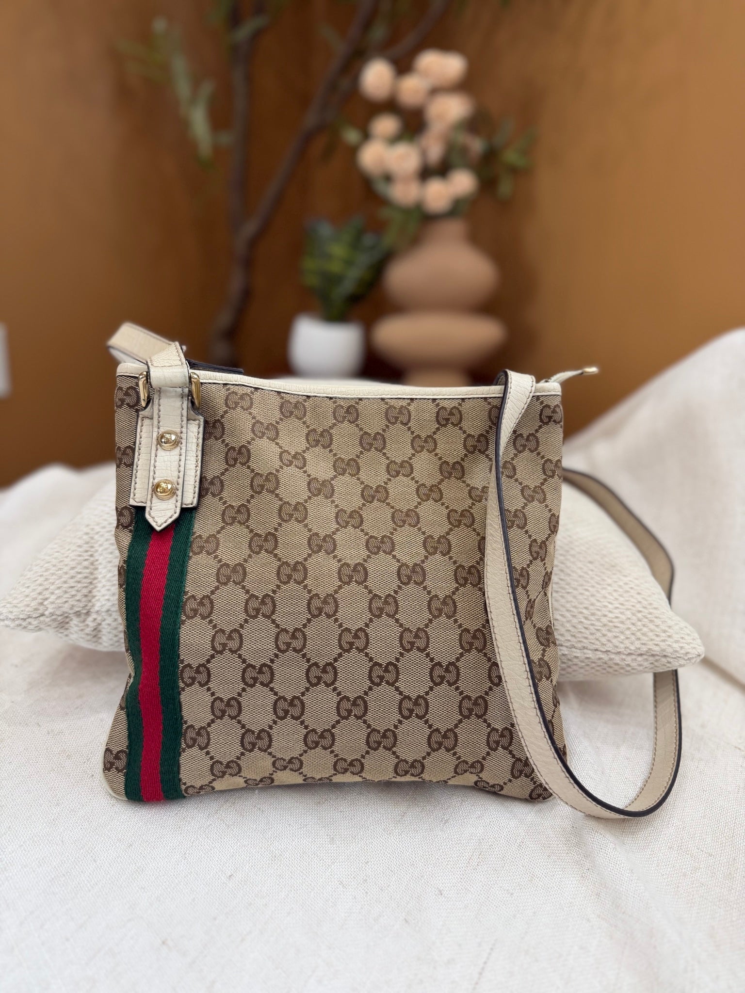 Gucci Brown Canvas Jolicoeur Messenger Bag