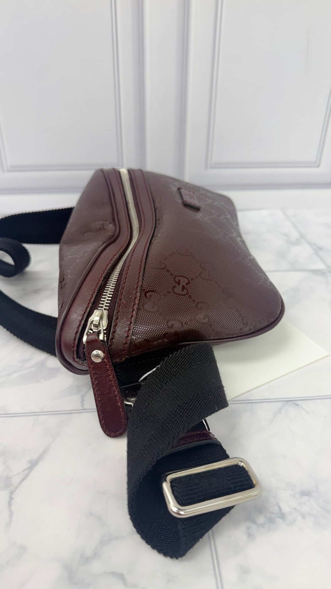 Gucci Deep Mauve GG Coated Canvas Belt Bag 